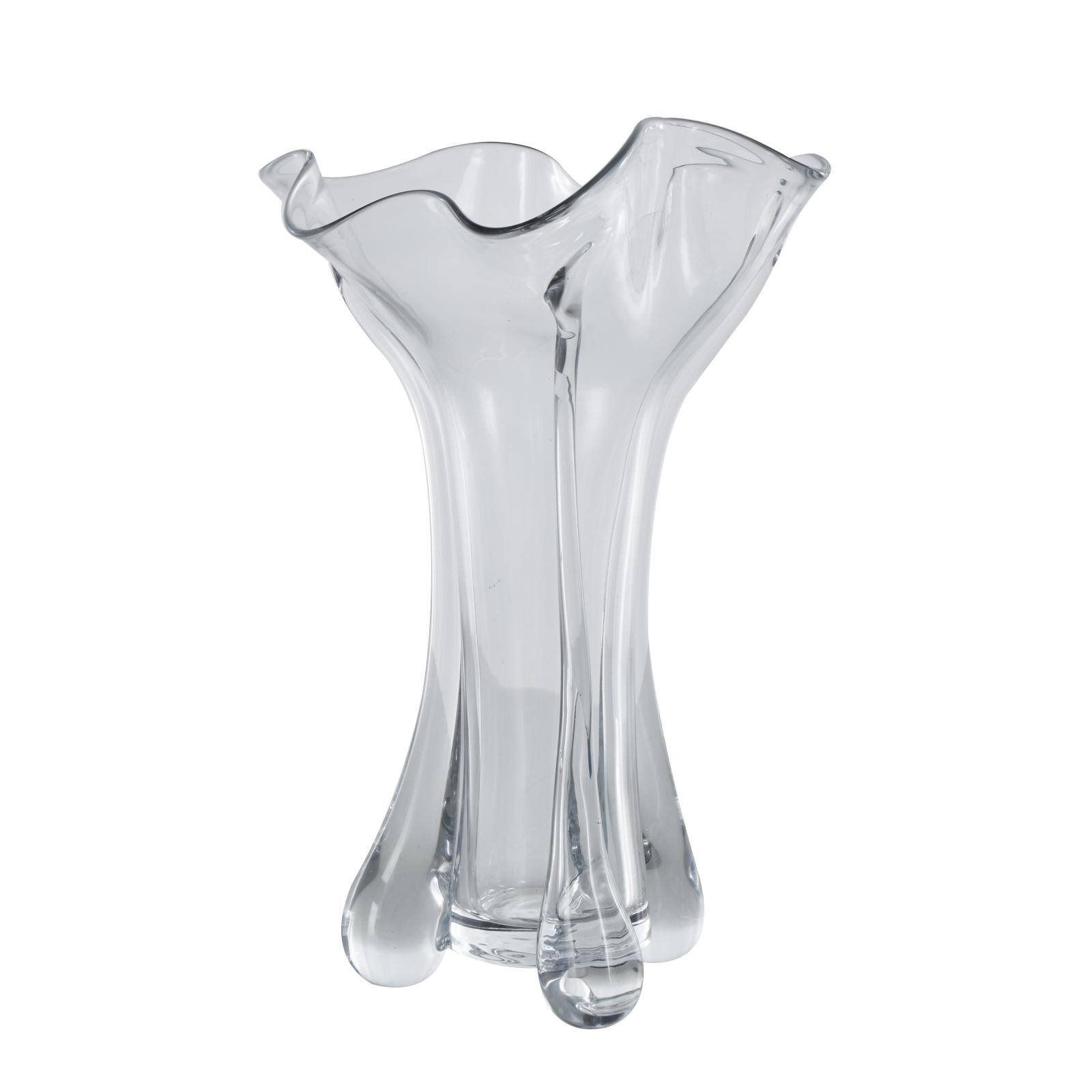 Clear Abstract Fluted Tulip Glass Vase