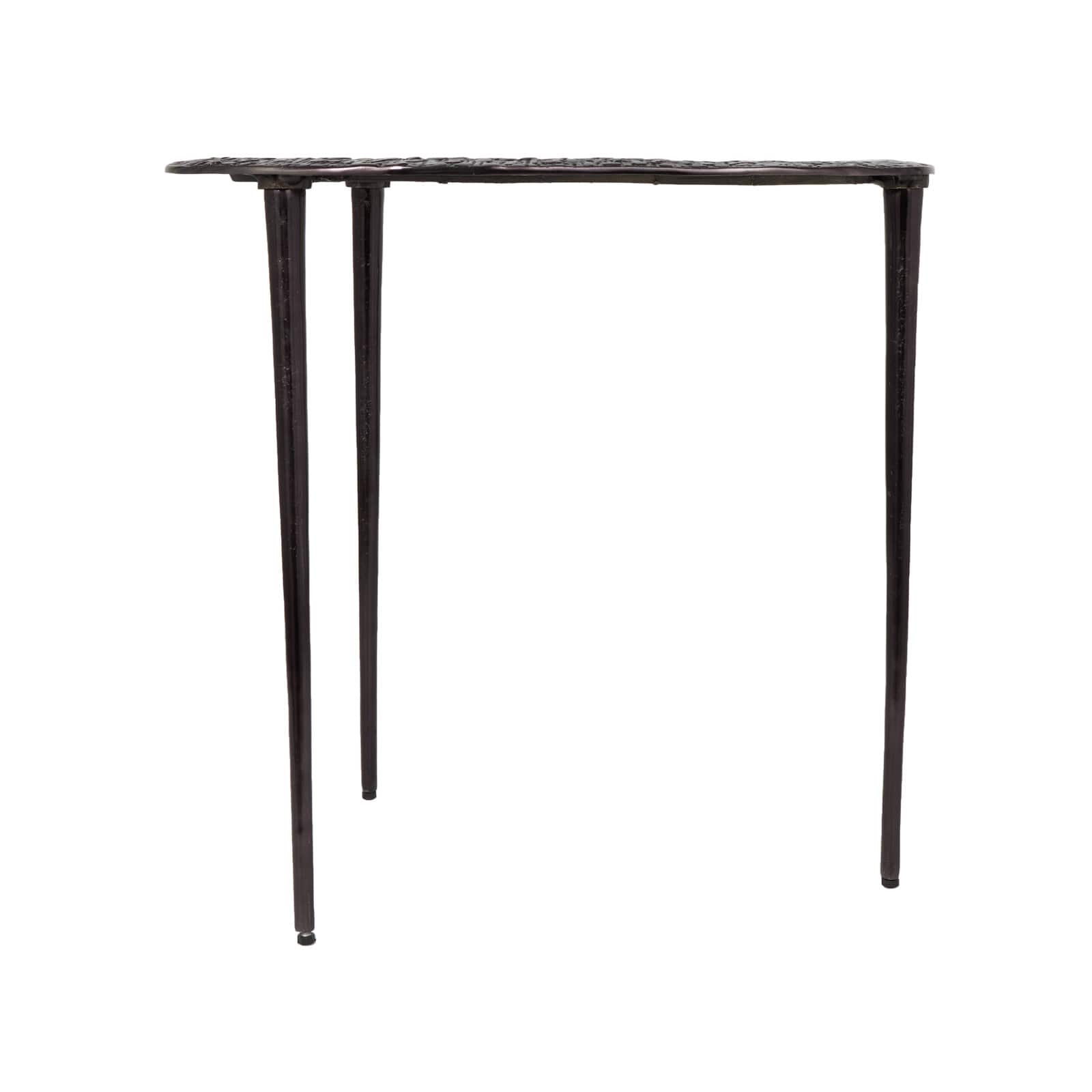 Black Aluminum Abstract Oval Shaped Accent Table with Shaded Glass Top