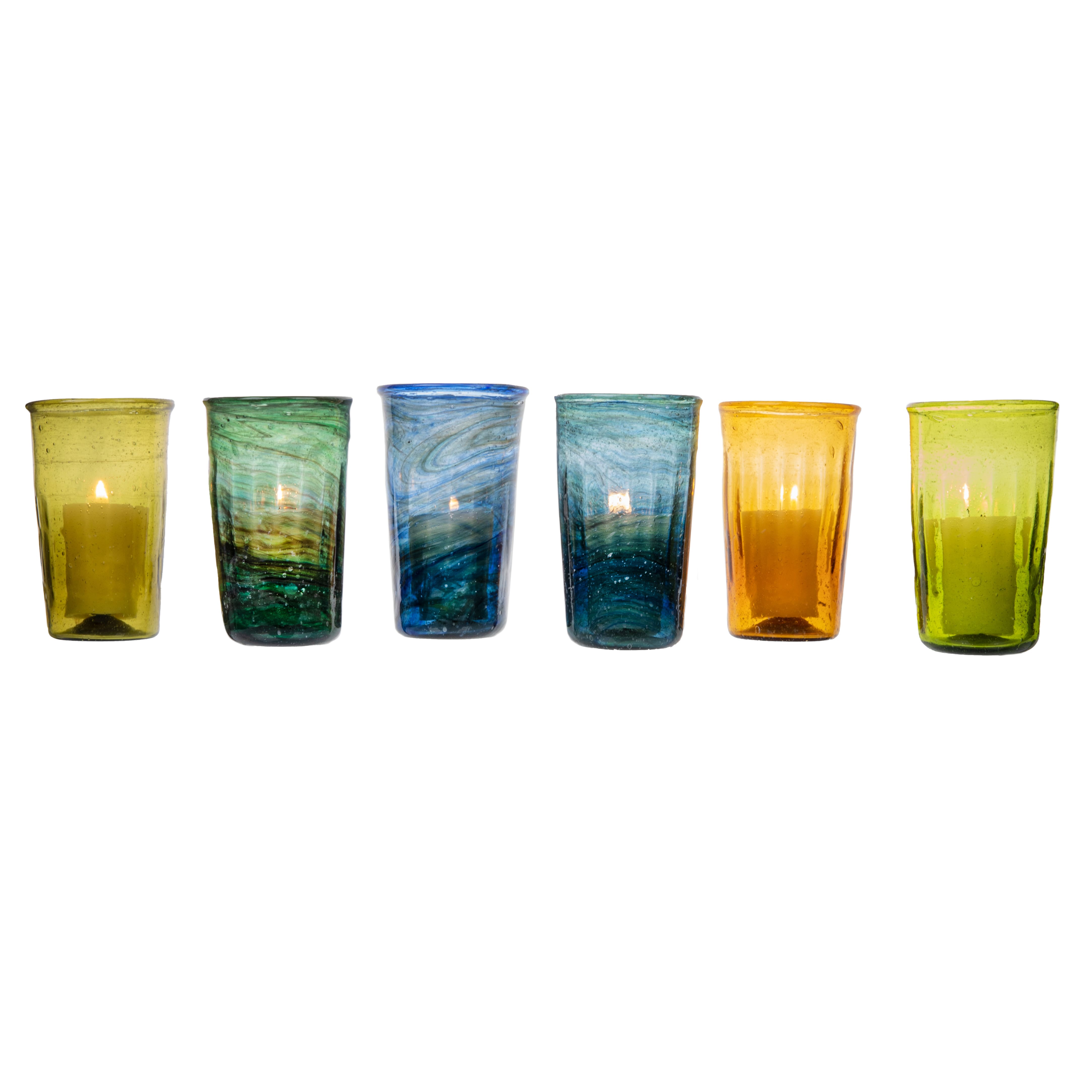 RAKLE Drinking Glasses Set of 4 – Colorful Glass Cups
