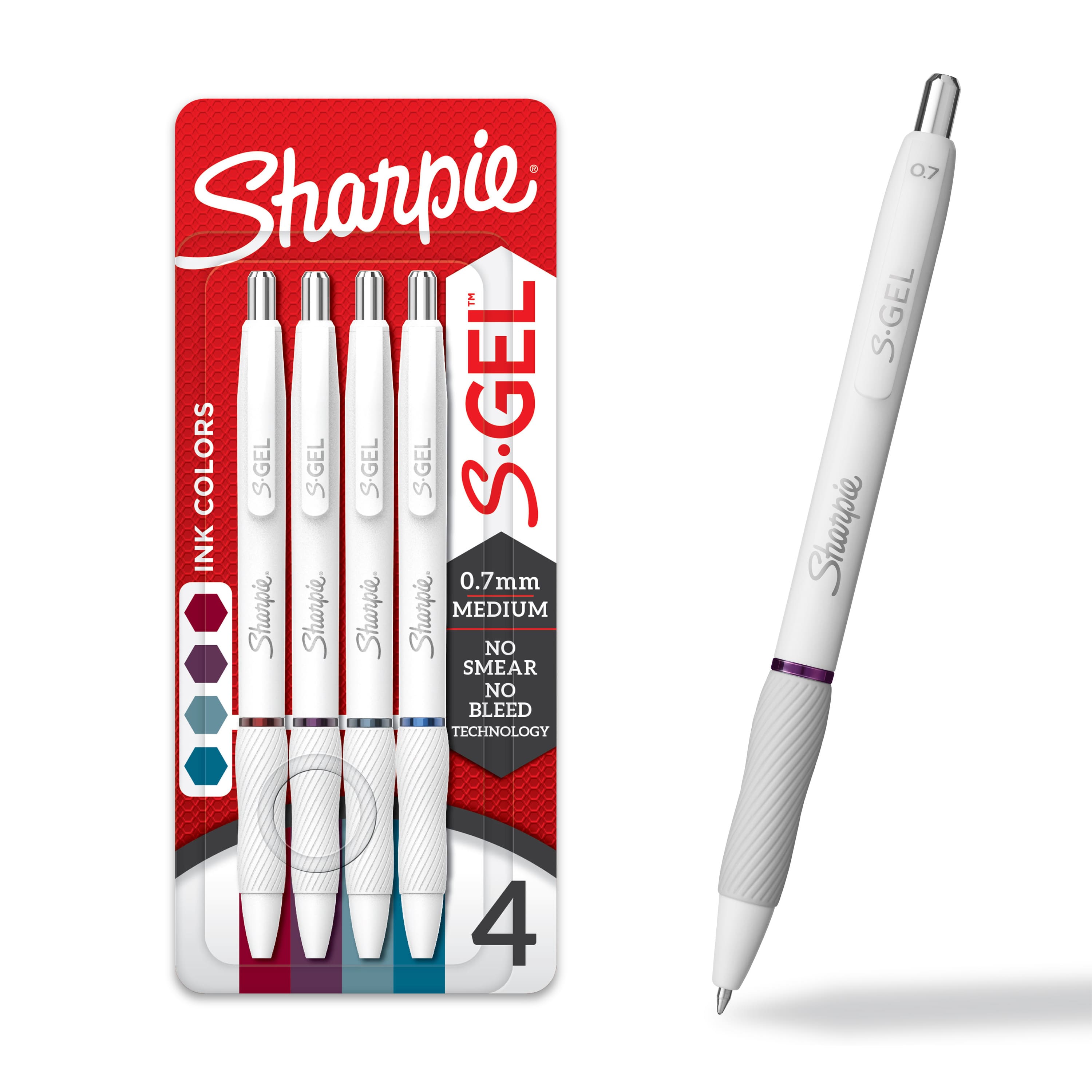 Sharpie&#xAE; S-Gel&#x2122; 0.7mm Medium Point Bold Jewel Pens with White Fashion Barrel, 4ct.