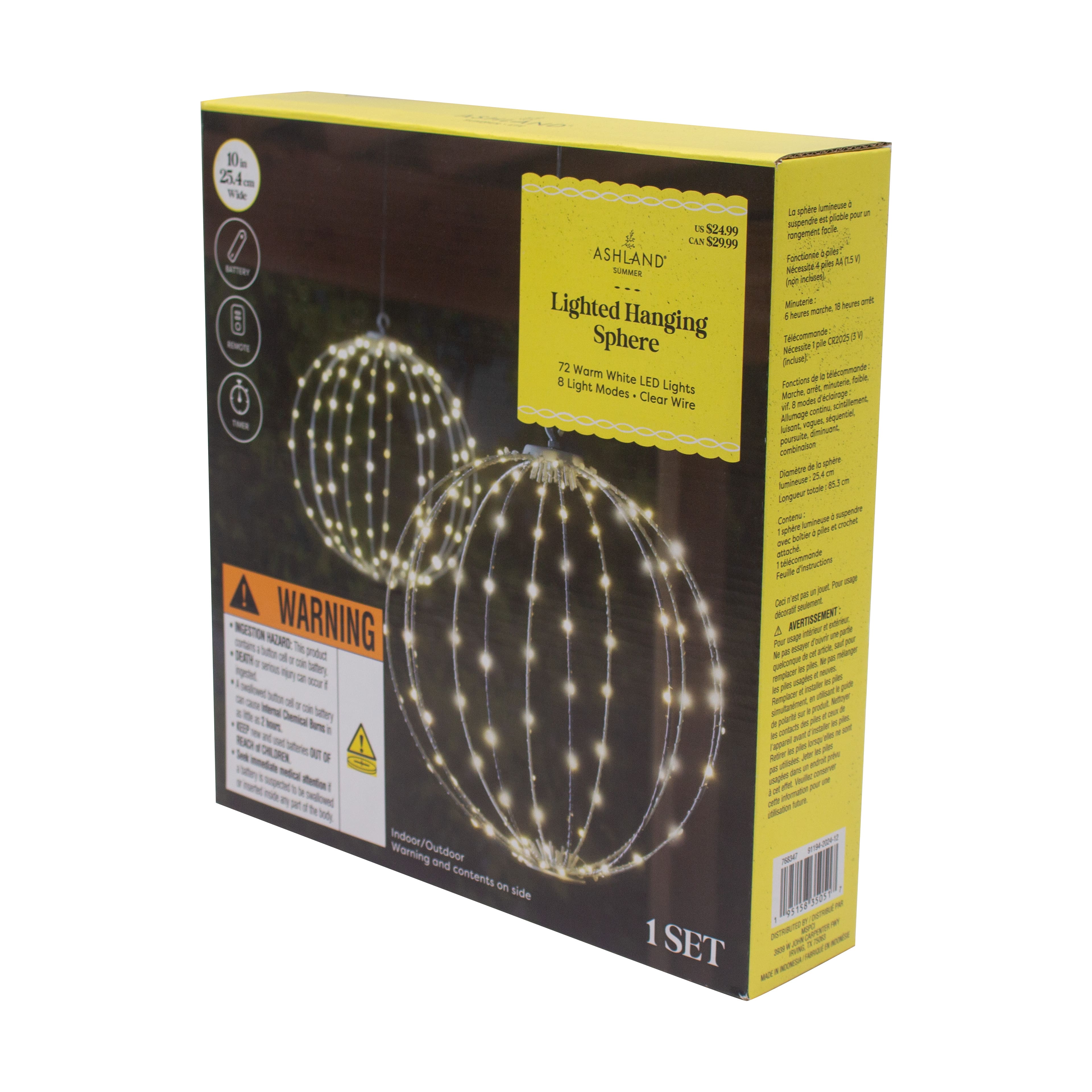 10&#x22; Warm White LED Hanging Sphere by Ashland&#xAE;
