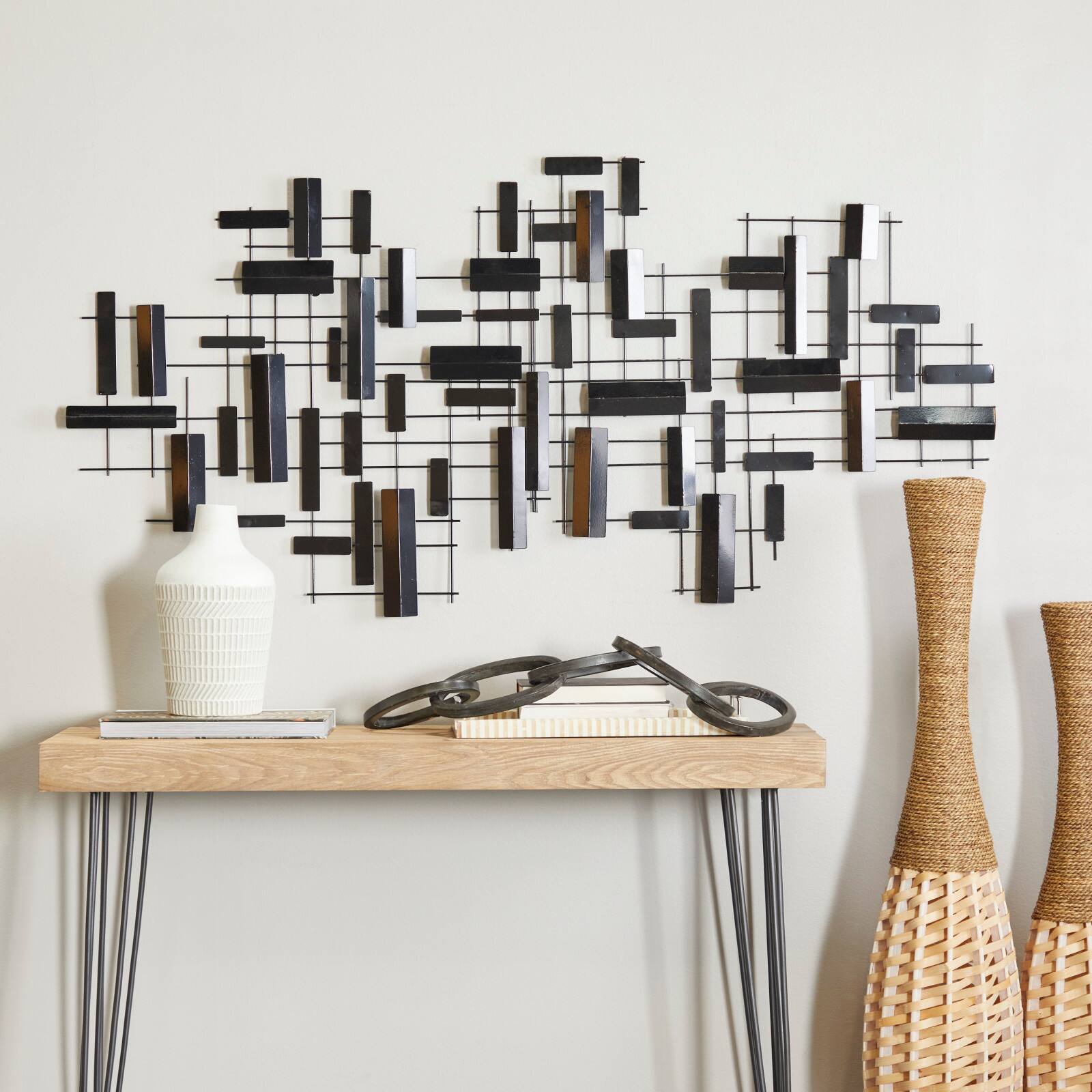 CosmoLiving by Cosmopolitan 60&#x22; Metal 3D Stripes Geometric Wall D&#xE9;cor