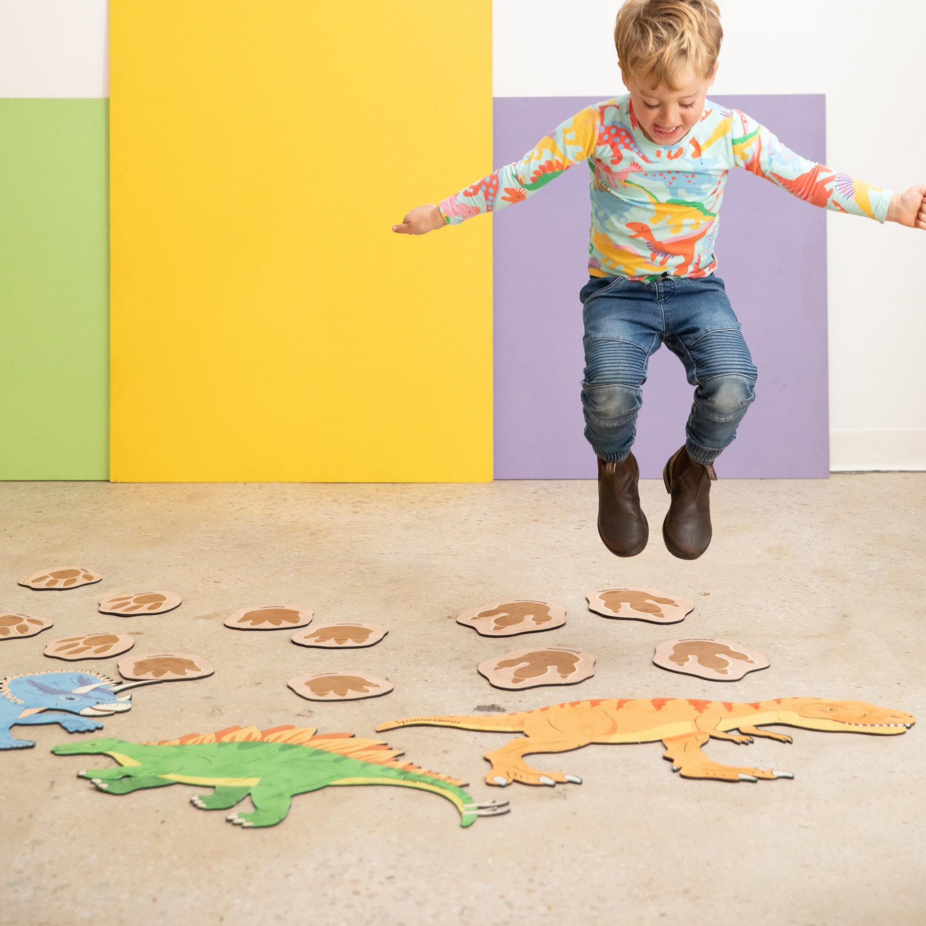 The Freckled Frog Chasing Dinosaurs Mat Set