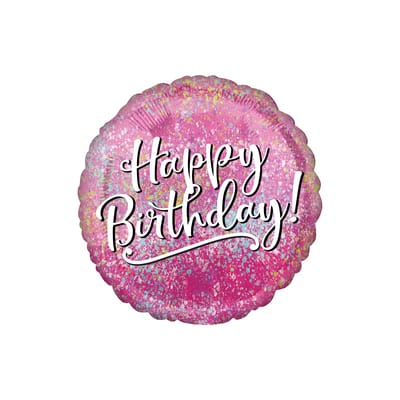 17" Pink Happy Birthday Mylar Balloon image