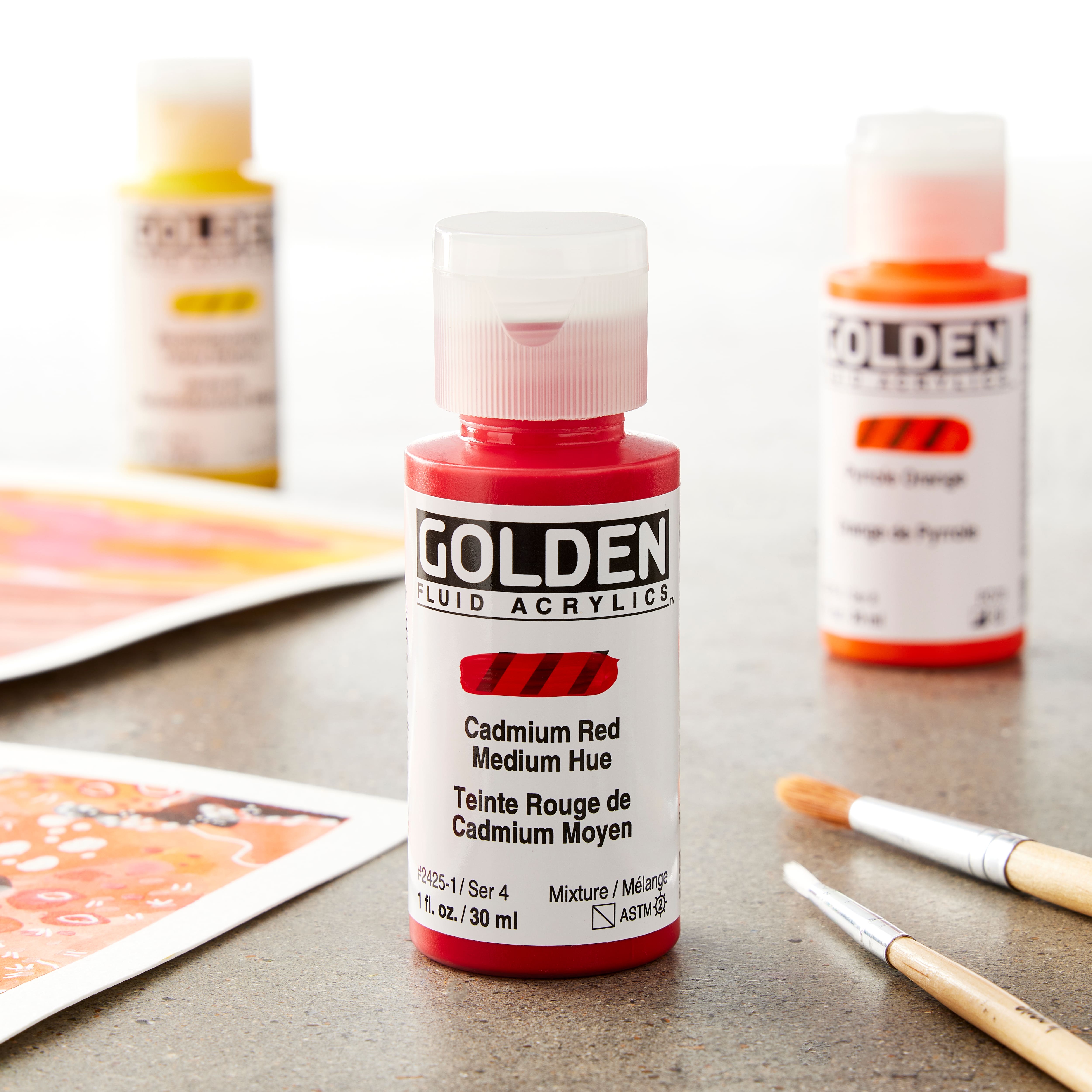  GOLDEN Fluid Acrylics, Principal Professional Fluid Set, Ten 1  fl. oz. / 30 ml Bottles