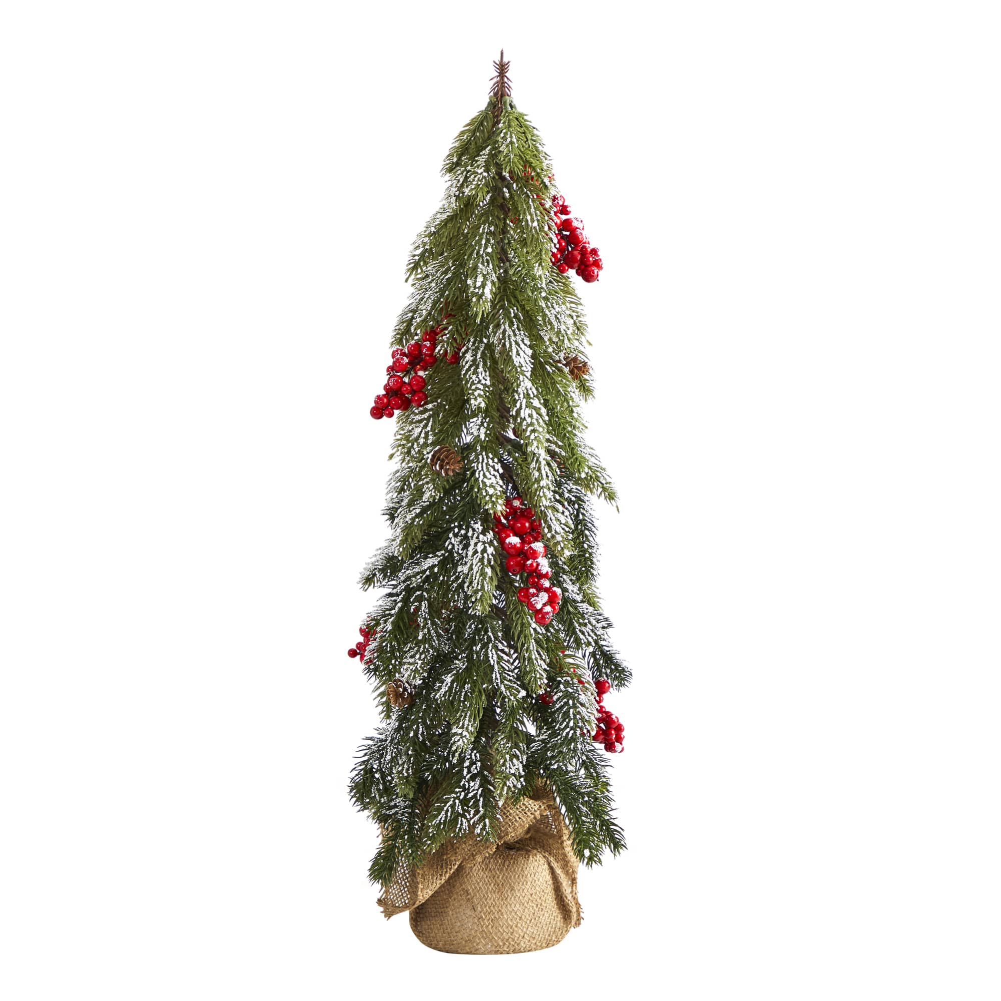 2ft. Unlit Flocked Christmas Artificial Tree with Berries & Pinecones