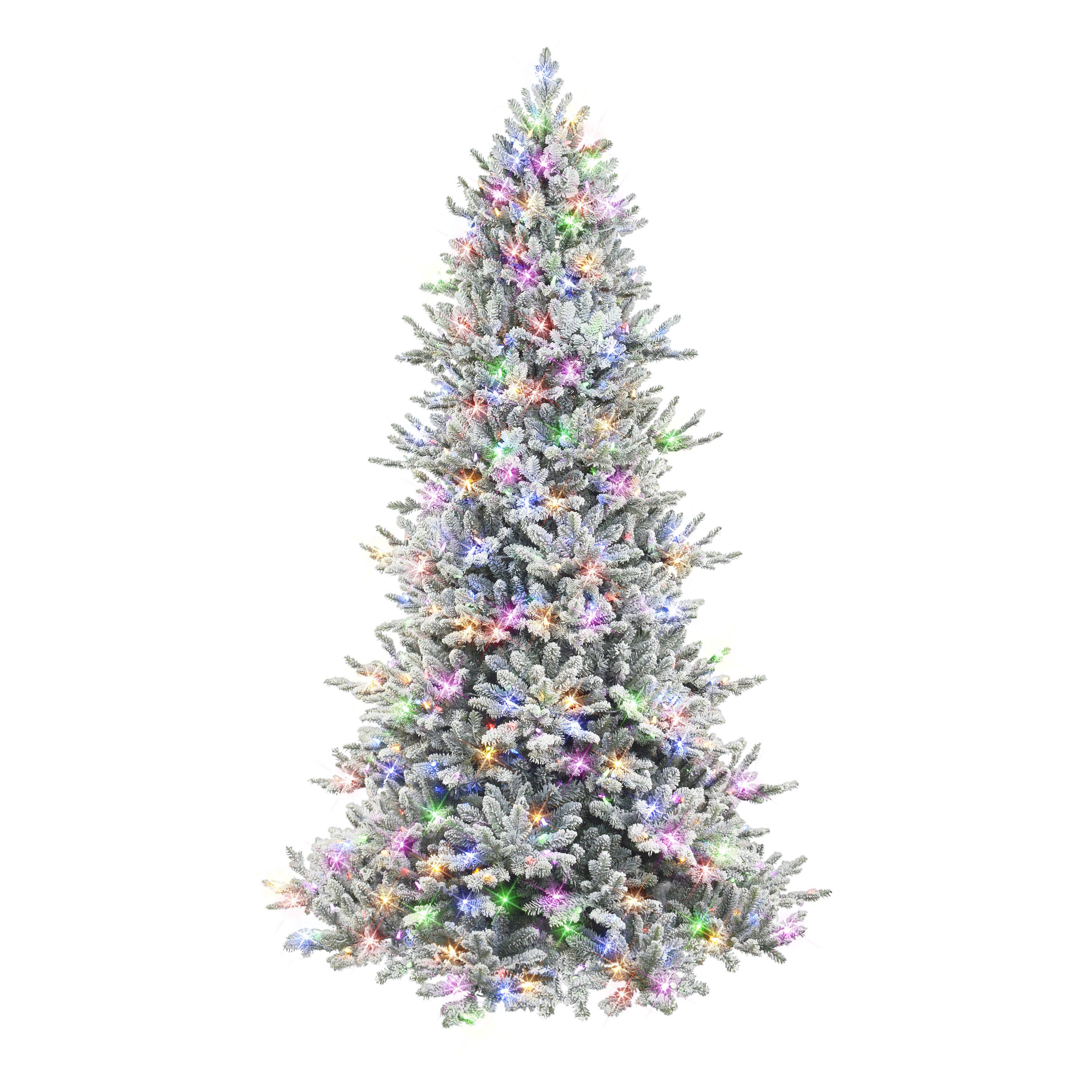 7.5ft. Pre-Lit Flocked Royal Majestic Artificial Christmas Tree, Multicolored Lights