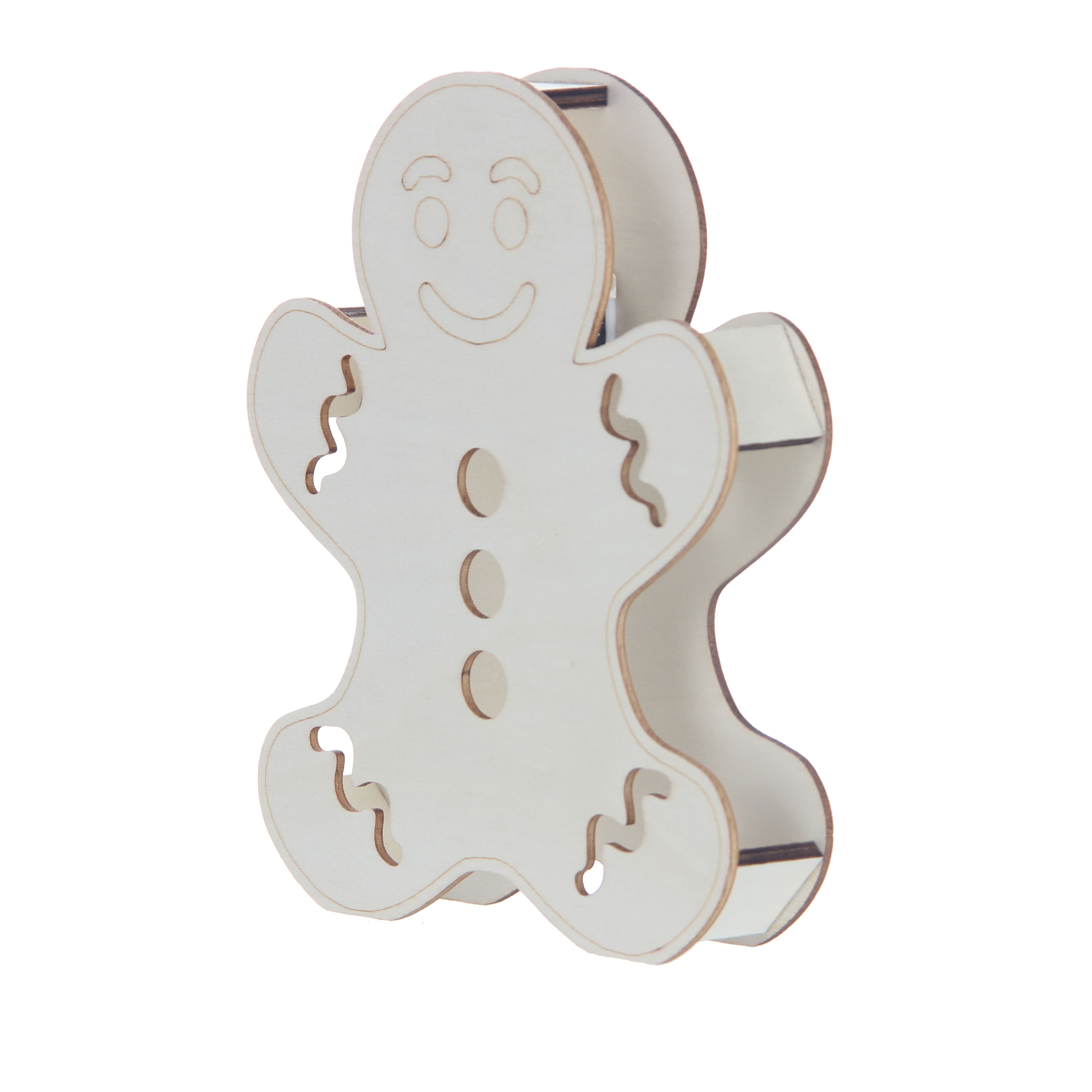 7&#x22; Unfinished Wood LED Gingerbread Man Tabletop Accent by Make Market&#xAE;