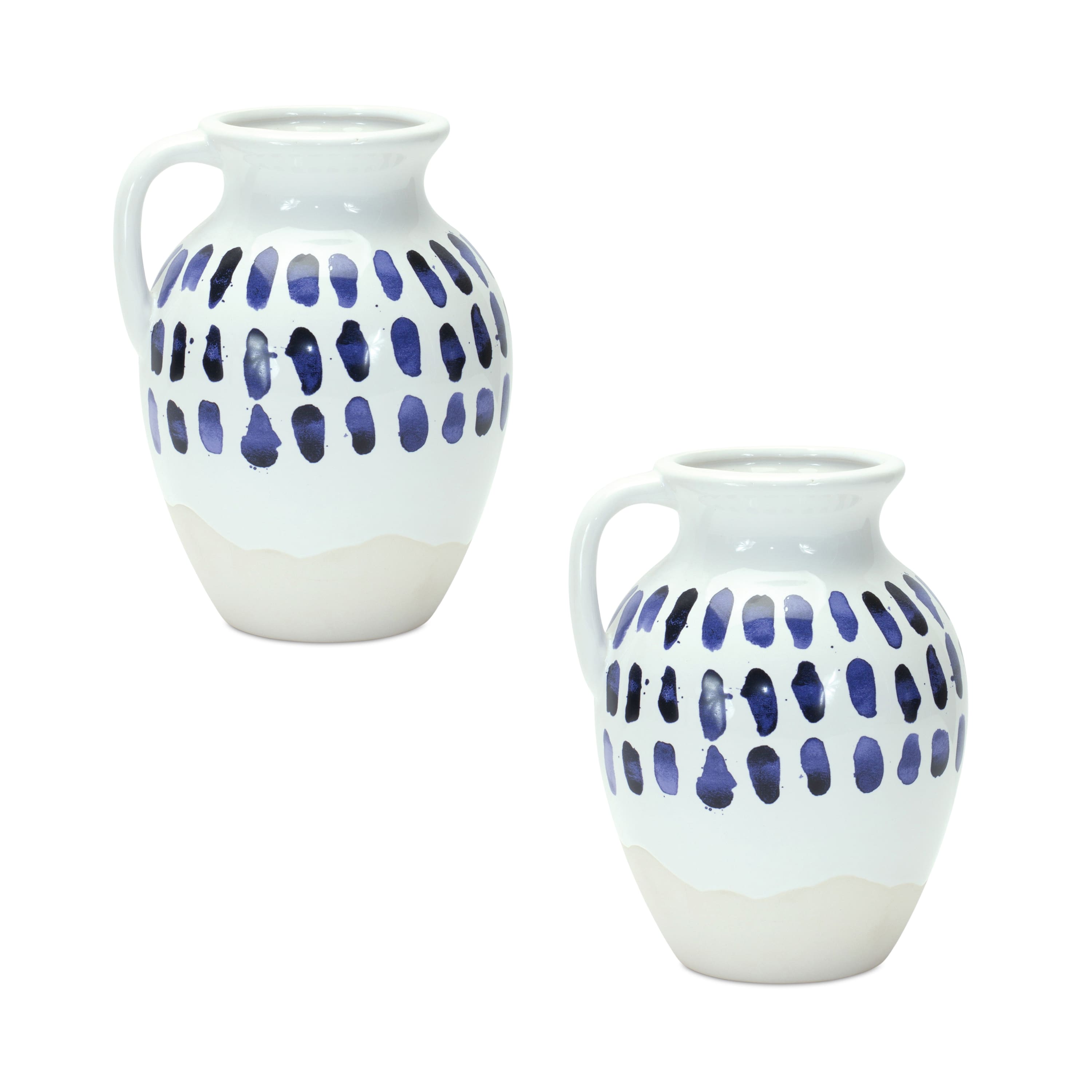 8&#x22; Two-Tone Tie Dye Design Ceramic Pitcher Vases, 2ct.