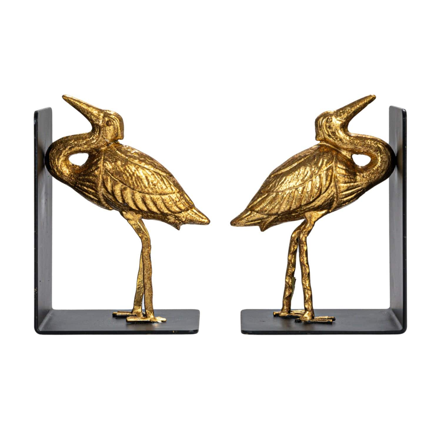 6&#x22; Gold Decorative Cast Iron Bird Bookends Set