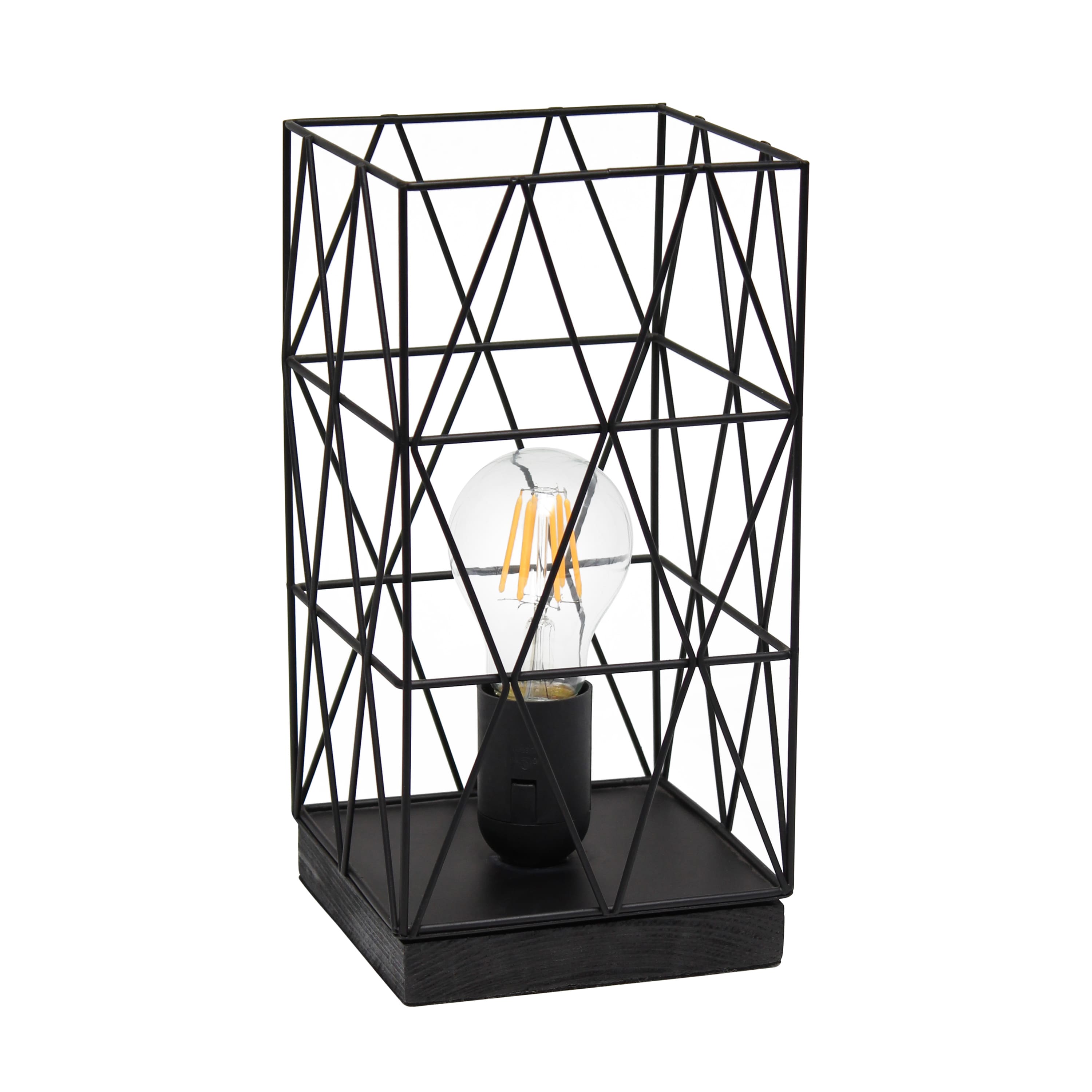 Simple Designs 10&#x22; Geometric Square Metal Table Lamp