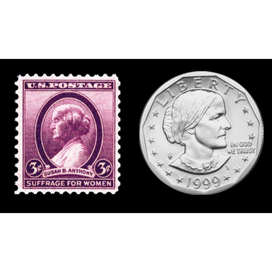 Women&#x27;s Right To Vote Susan B. Anthony Stamp and Coin Black 8&#x22; x 10&#x22; Frame