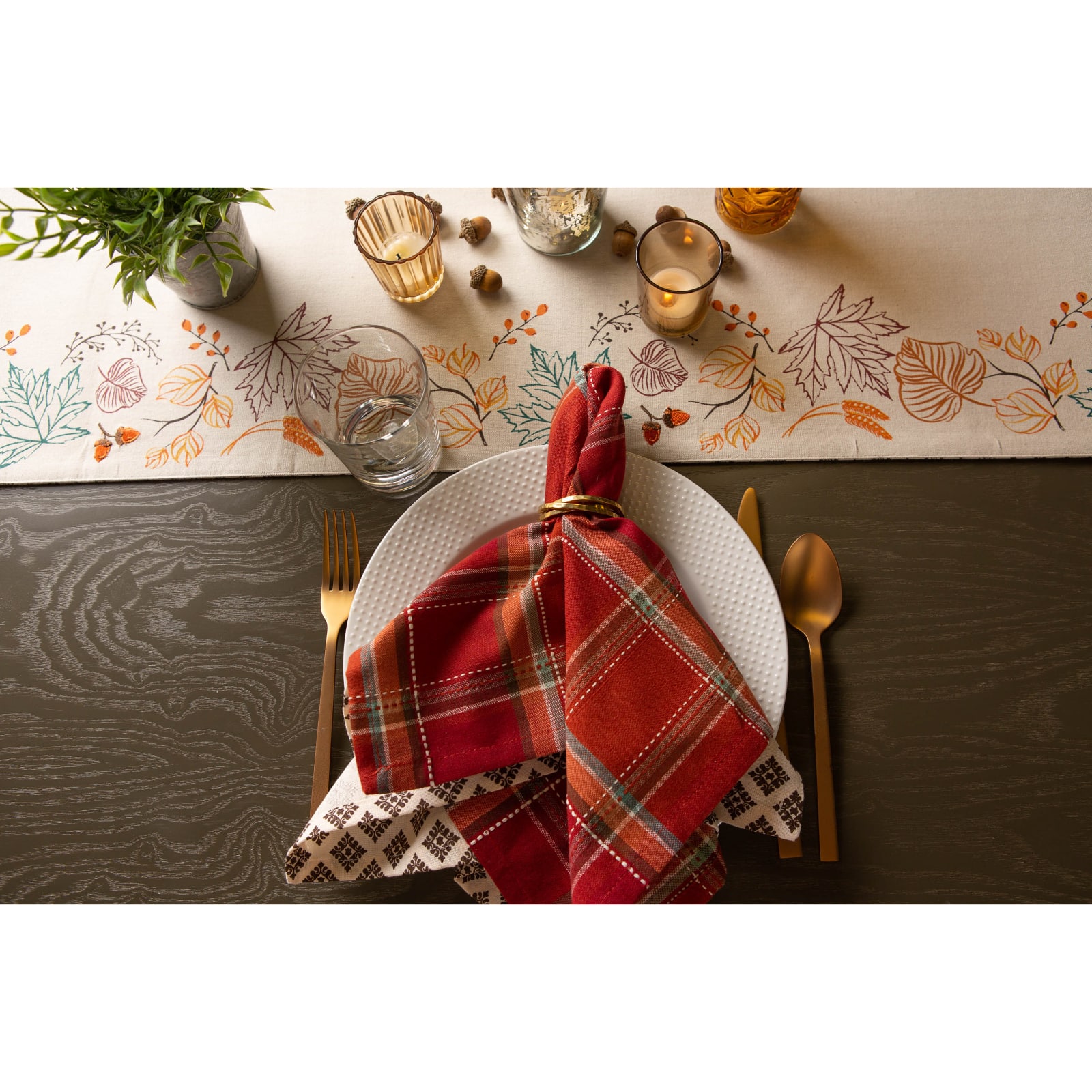 DII&#xAE; Autumn Spice Plaid Dinner Napkins, 6ct.