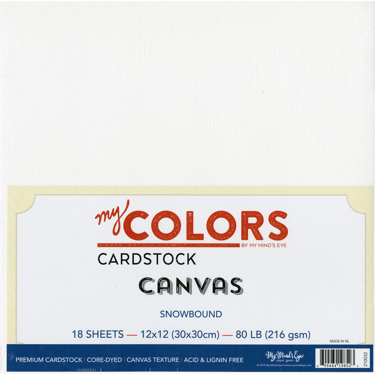 My Colors Snowbound 12&#x22; x 12&#x22; Canvas Cardstock Paper, 18 Sheets