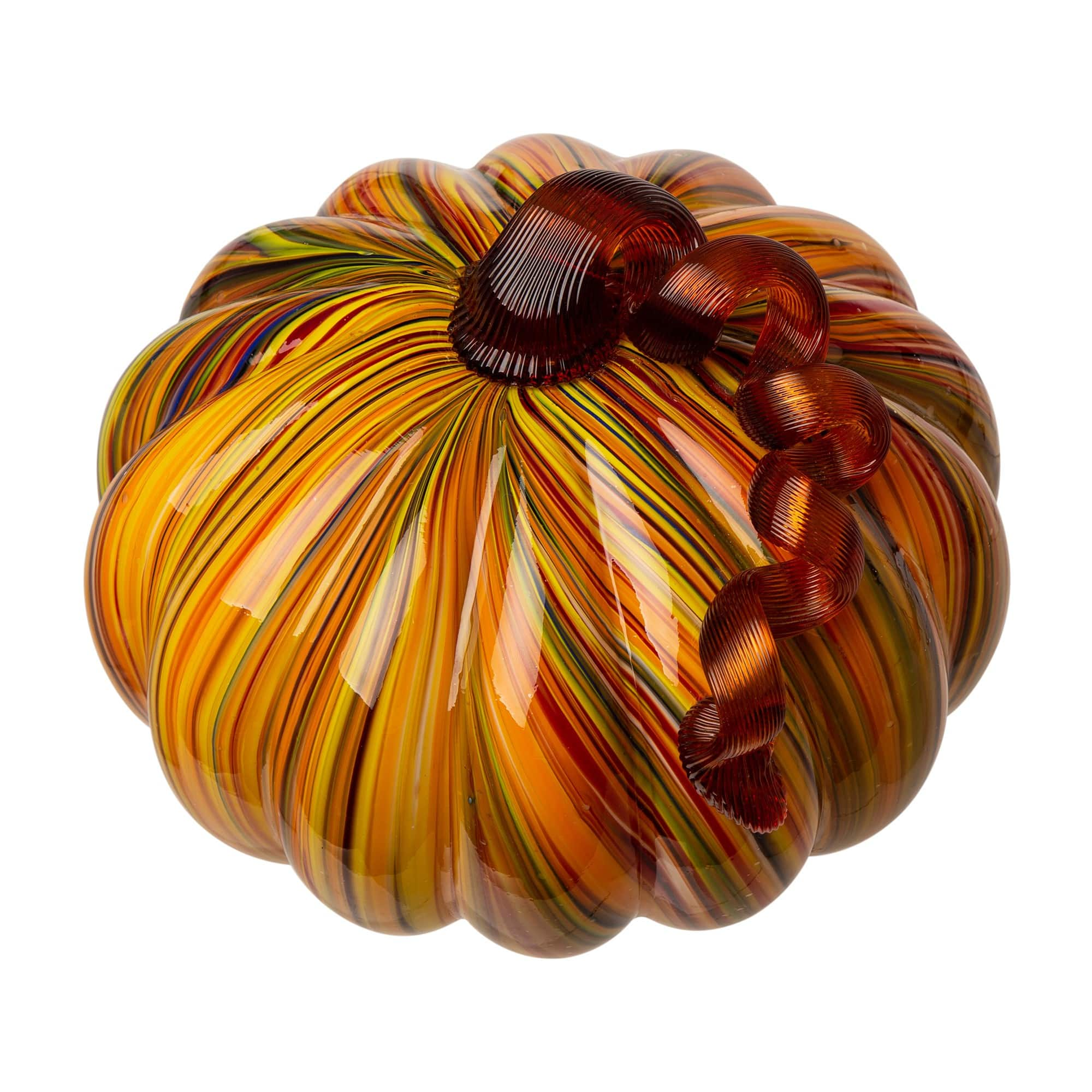 Glitzhome&#xAE; Multi Striped Glass Pumpkin &#x26; Gourd Set