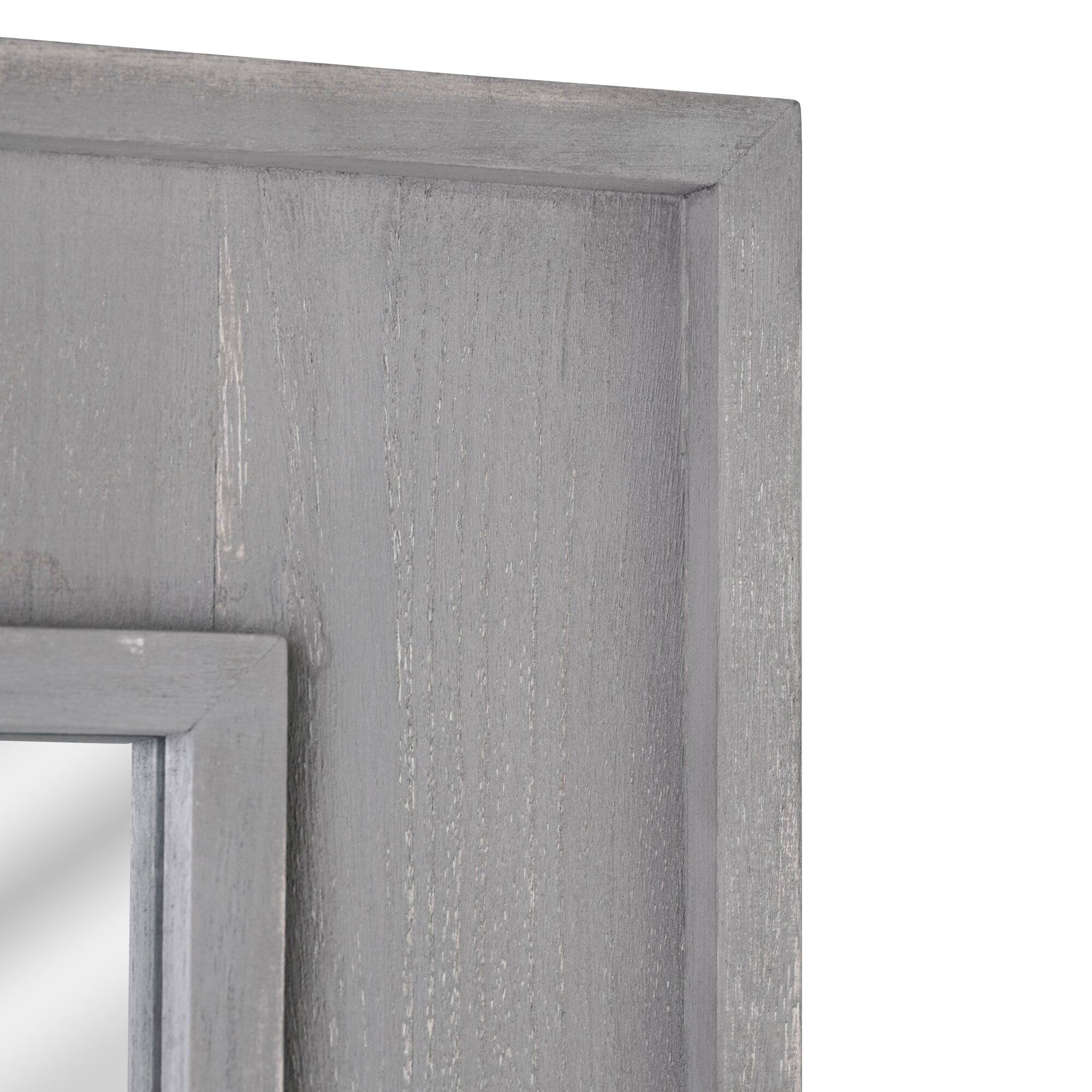 American Art Decor Sea Spray Grey Wash Framed Mirror - 24&#x22;x 24&#x22;