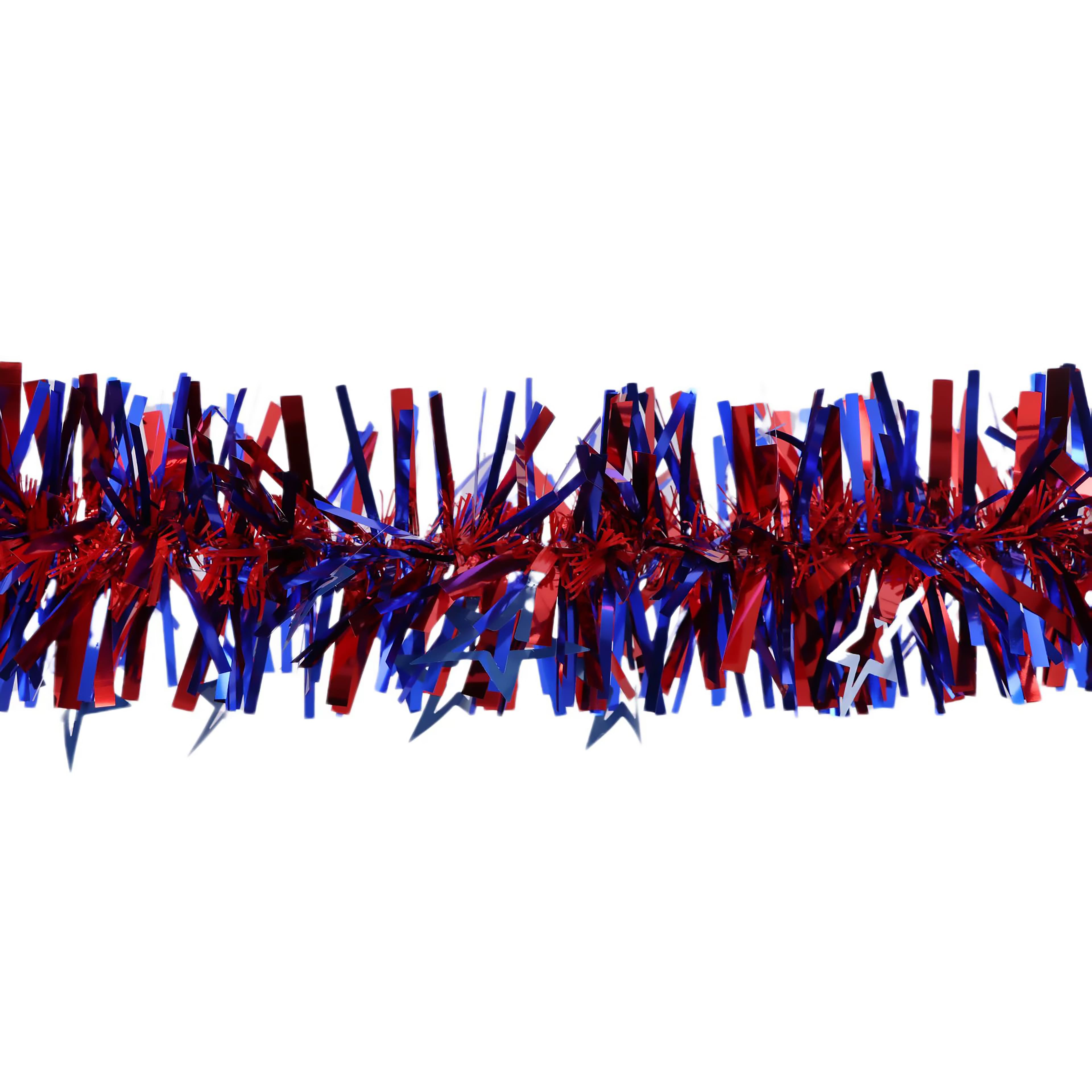 6ft. Red, White &#x26; Blue Tinsel &#x26; Stars Garland by Ashland&#xAE;