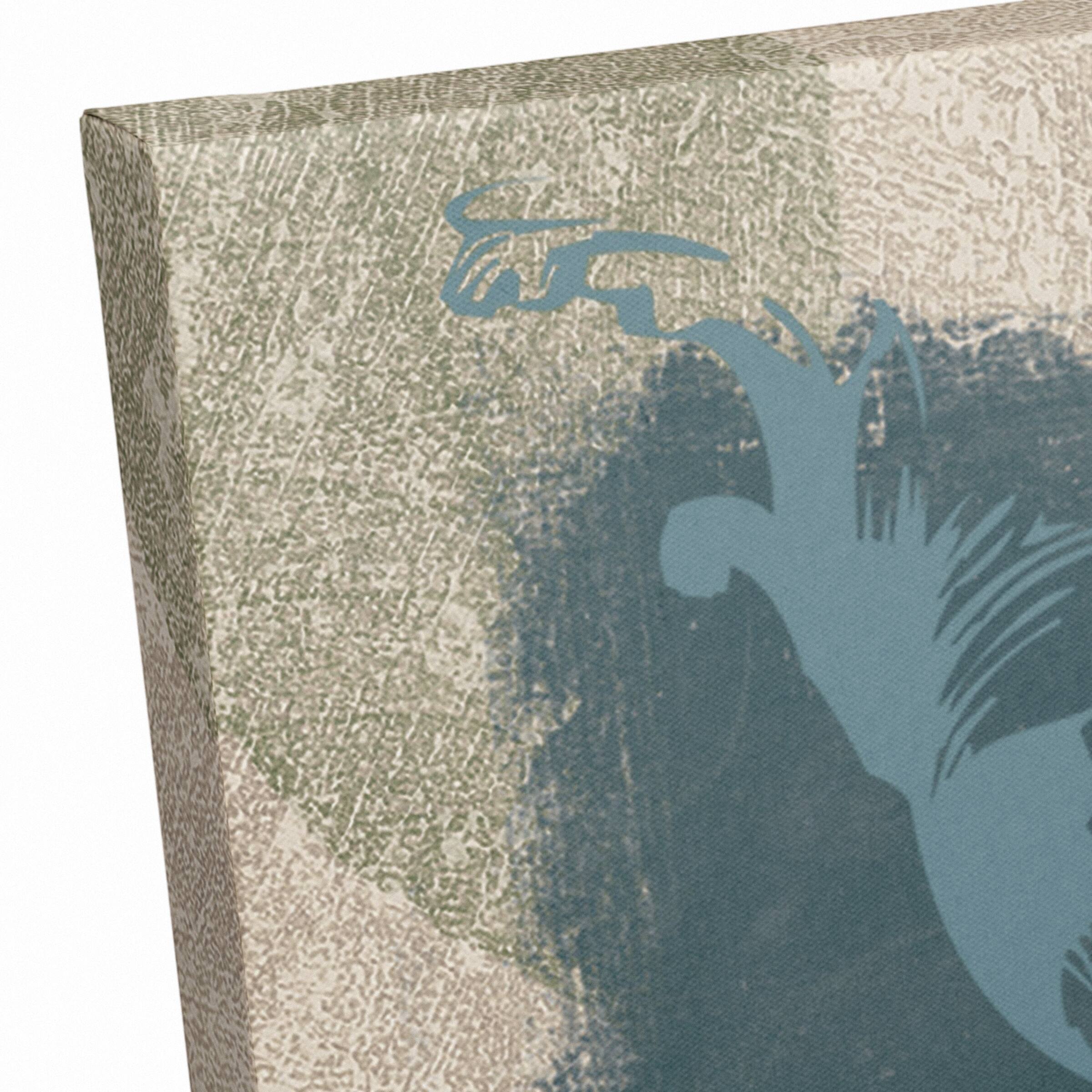 Blue Swirls And Orange Butterfly 20" x 20" Canvas Wall Art