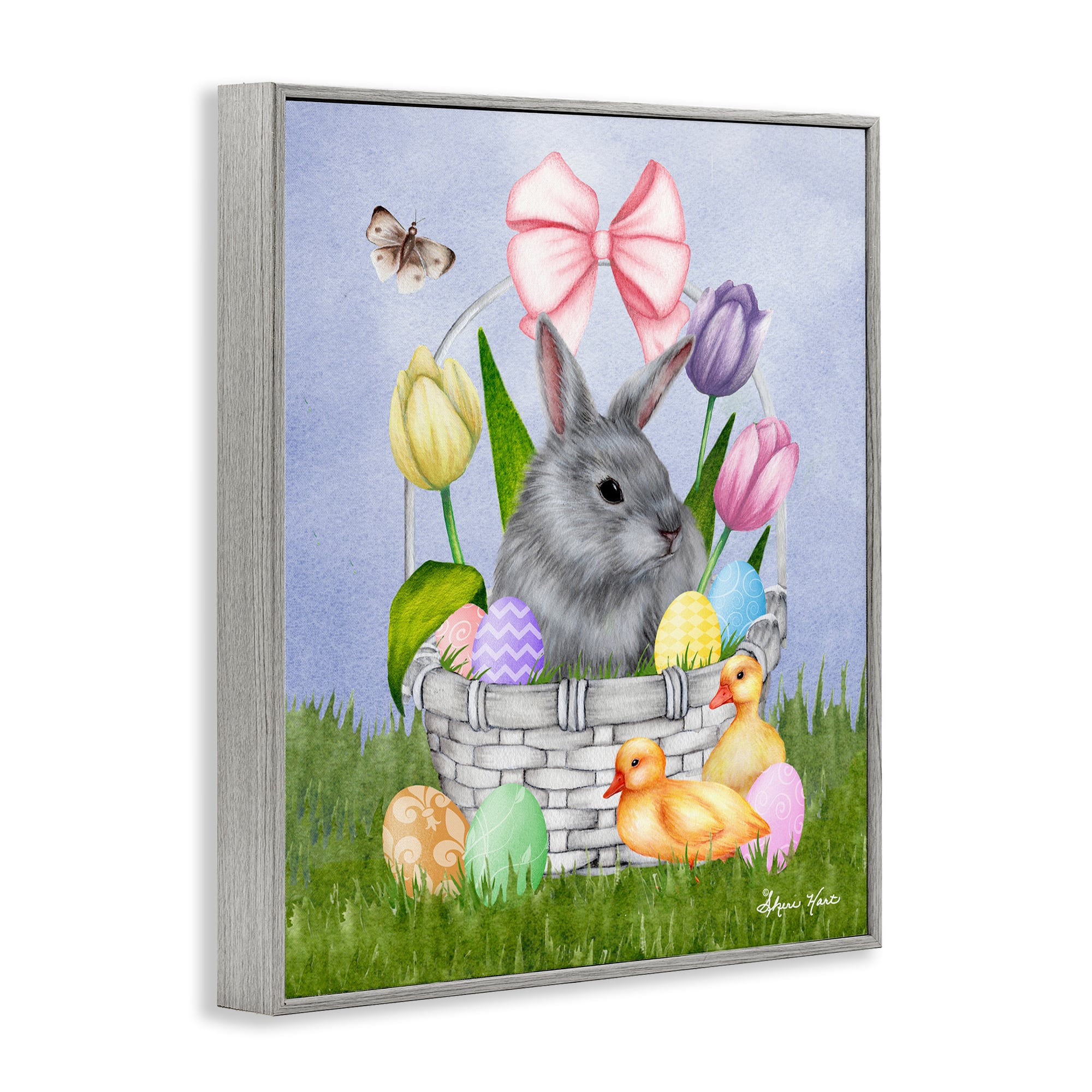 Stupell Industries Pastel Bunny Rabbit Basket Easter Egg Baby Chicks Framed Giclee Art