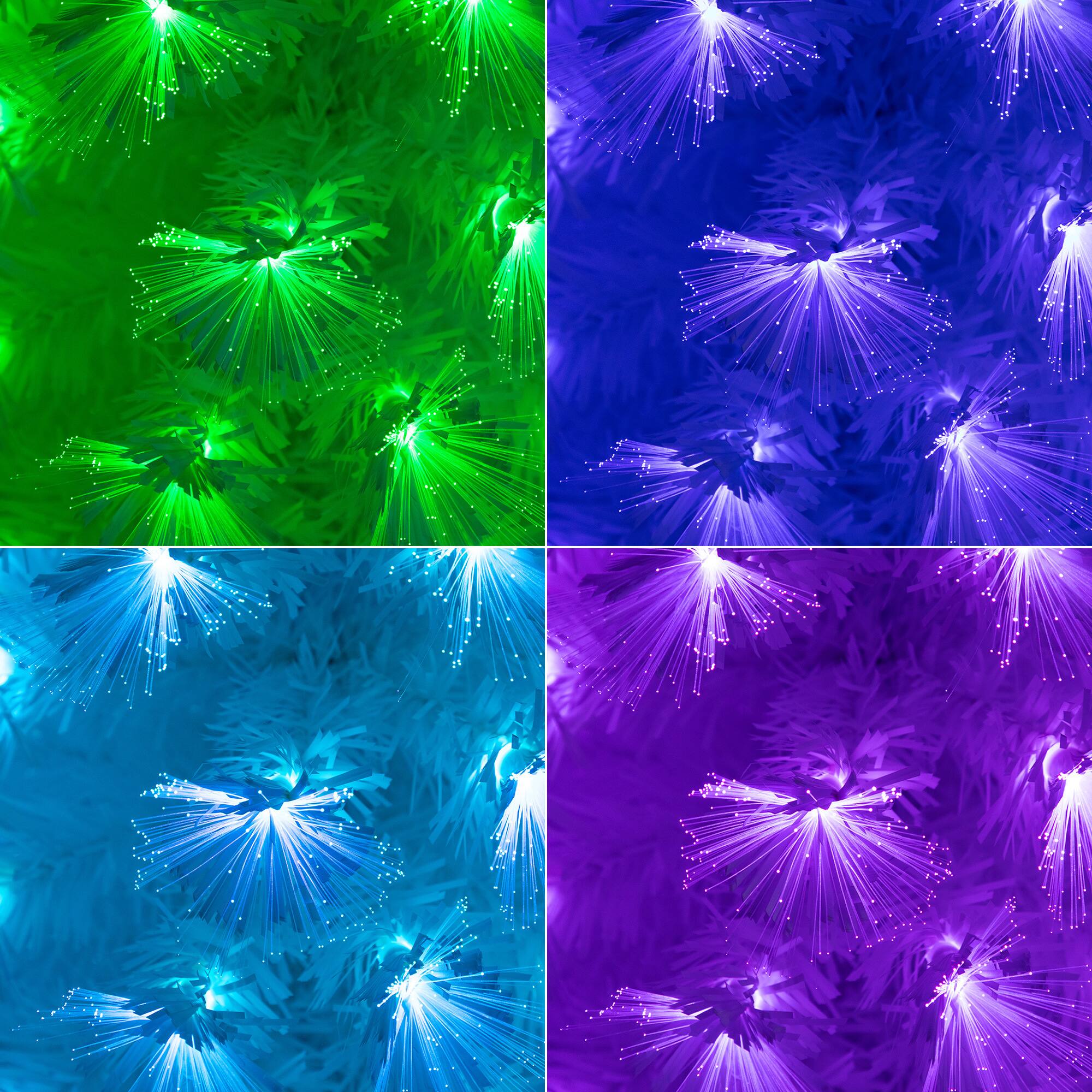 6ft. Pre-Lit Fiber Optic Color Changing Lights White Artificial Christmas Tree with Star Tree Topper
