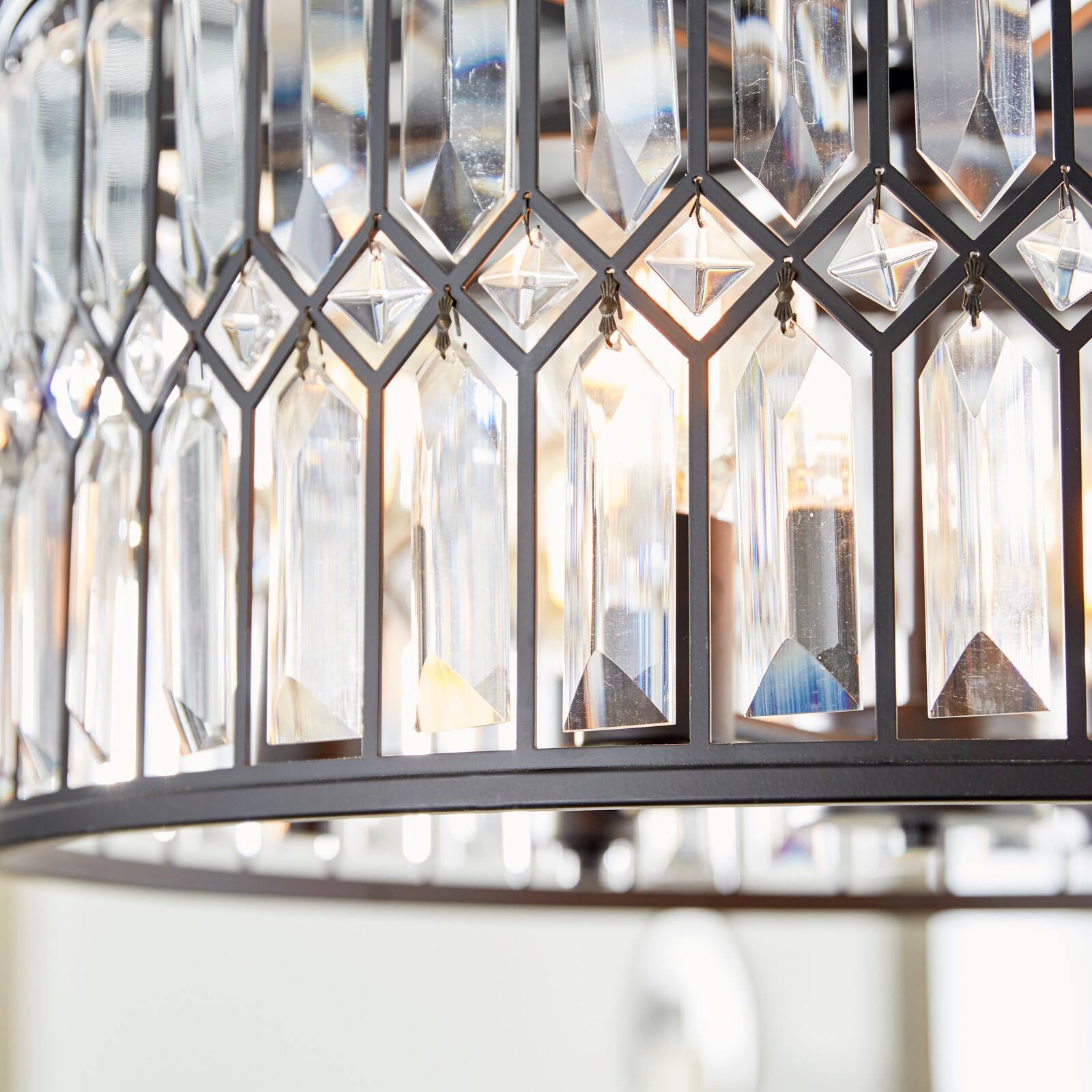 Black Iron Glam Drum Chandelier, 13" x 24" x 24"