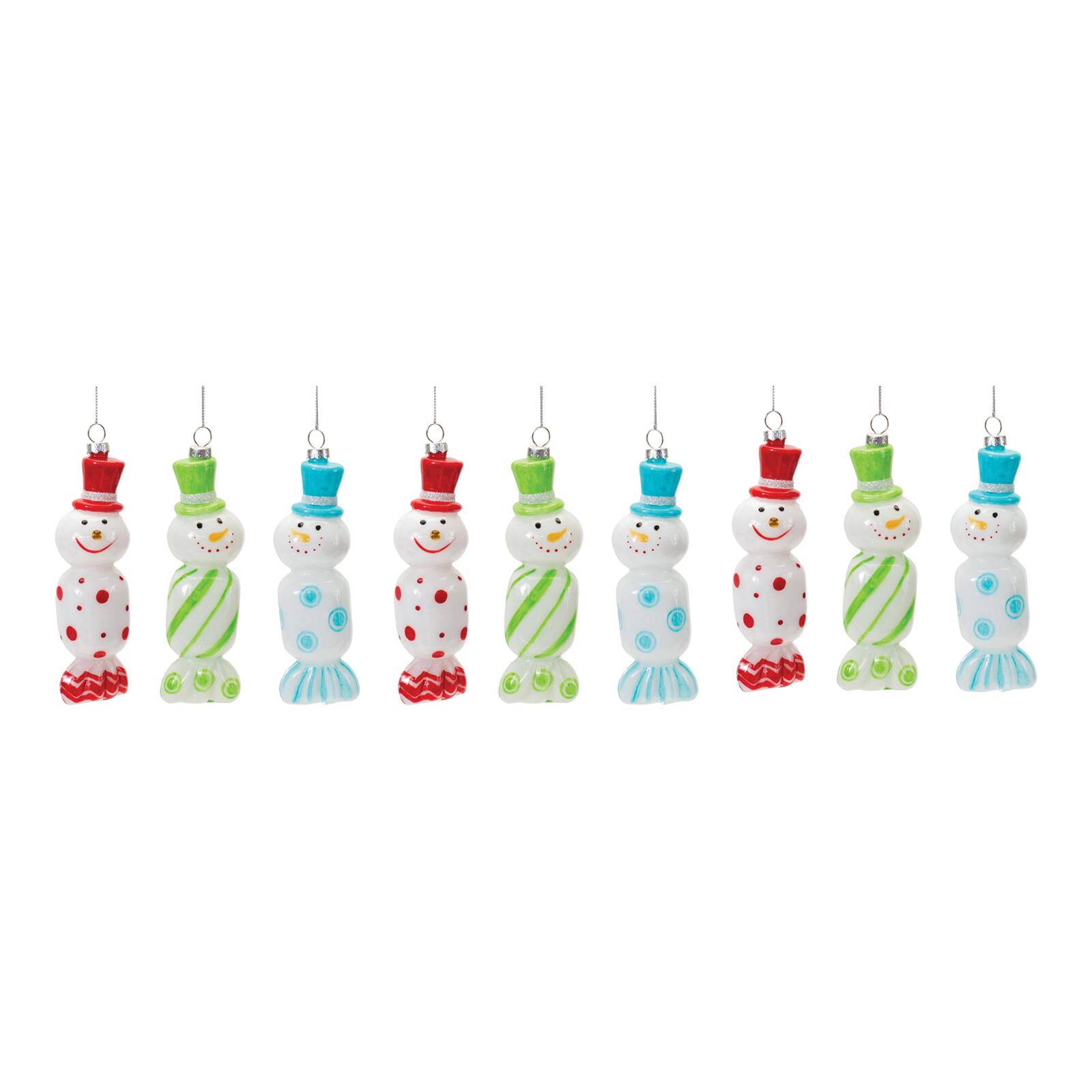 12ct. 6&#x22; Glass Snowman Candy Ornaments