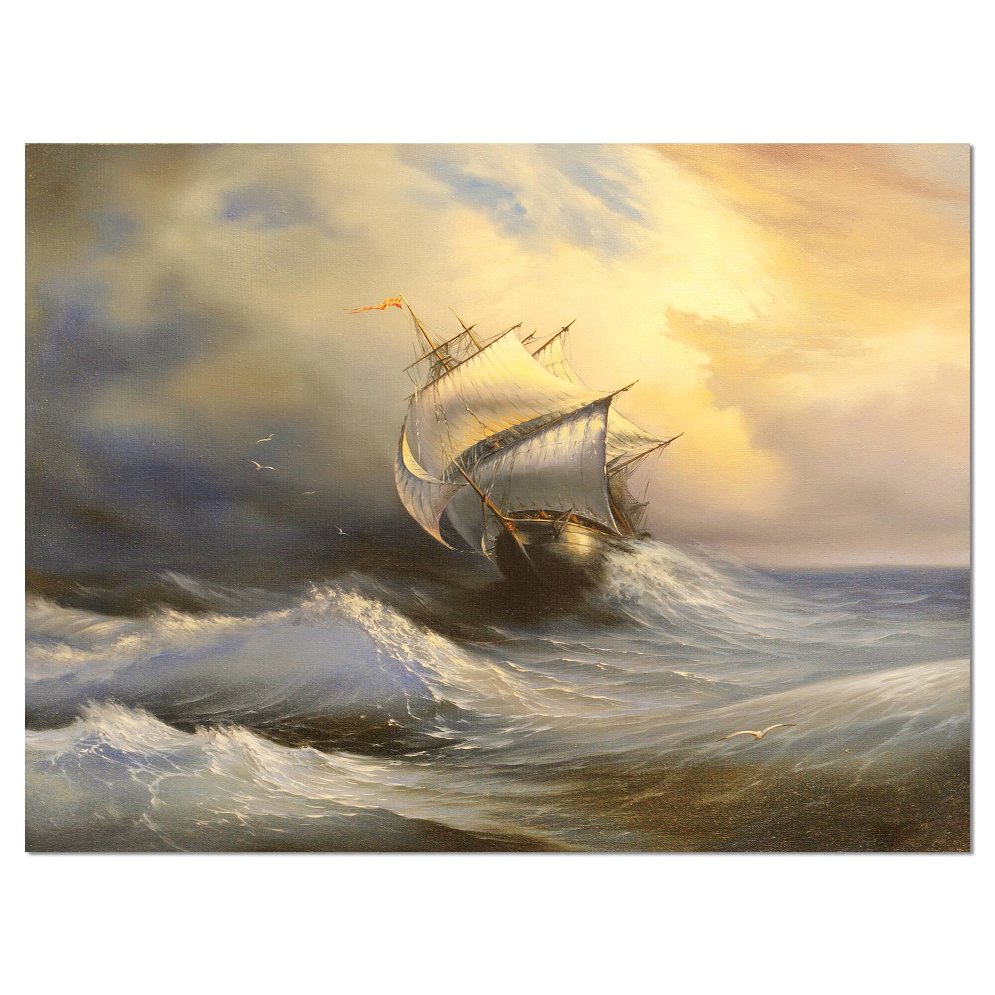 Designart - Vessel in Stormy Sea