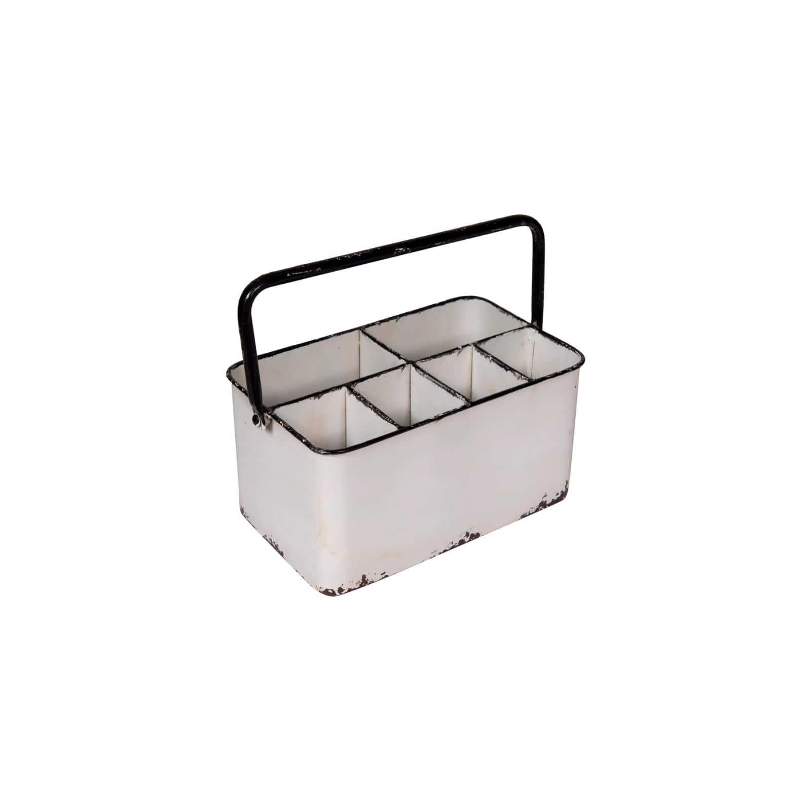Hello Honey® Distressed White Metal Caddy With 6 Compartments