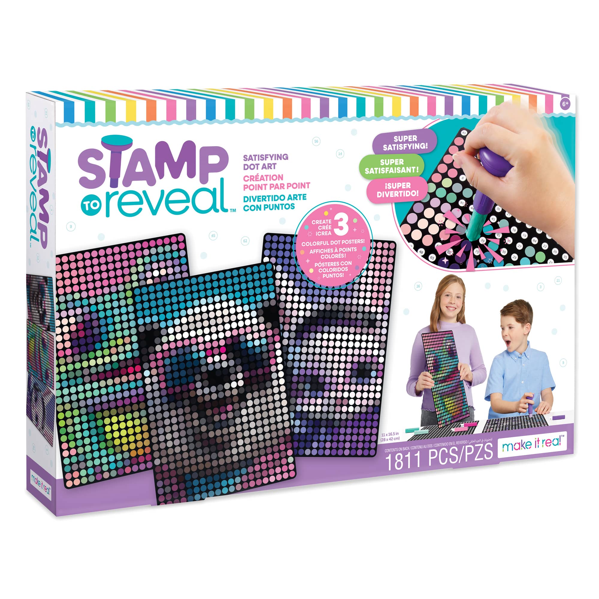 Make it Real™ Stamp To Reveal™ Bunny, Frog & Panda Dot Art Kit