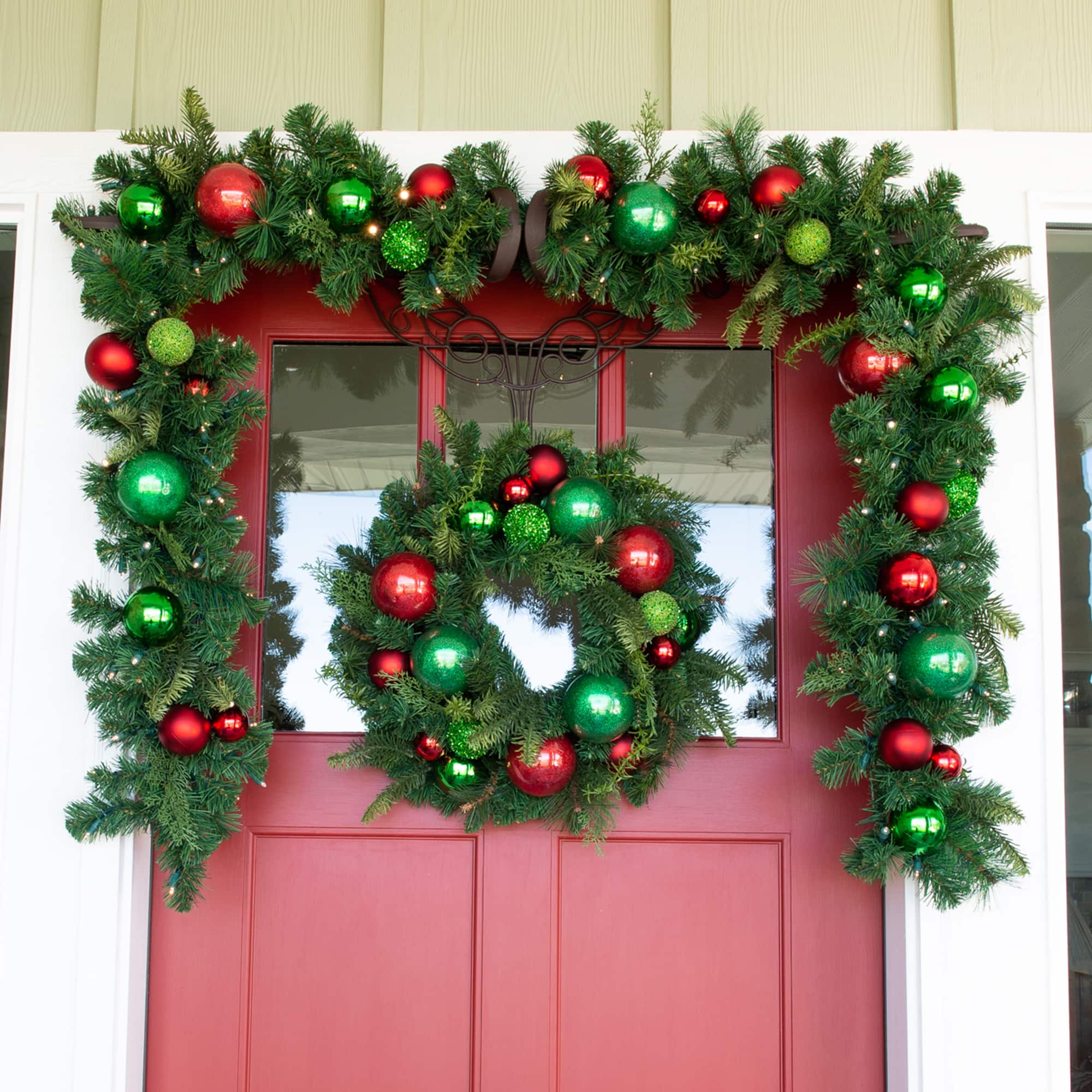 Village Lighting 24&#x22; Pre-Lit Christmas Cheer Wreath, Clear LED Lights