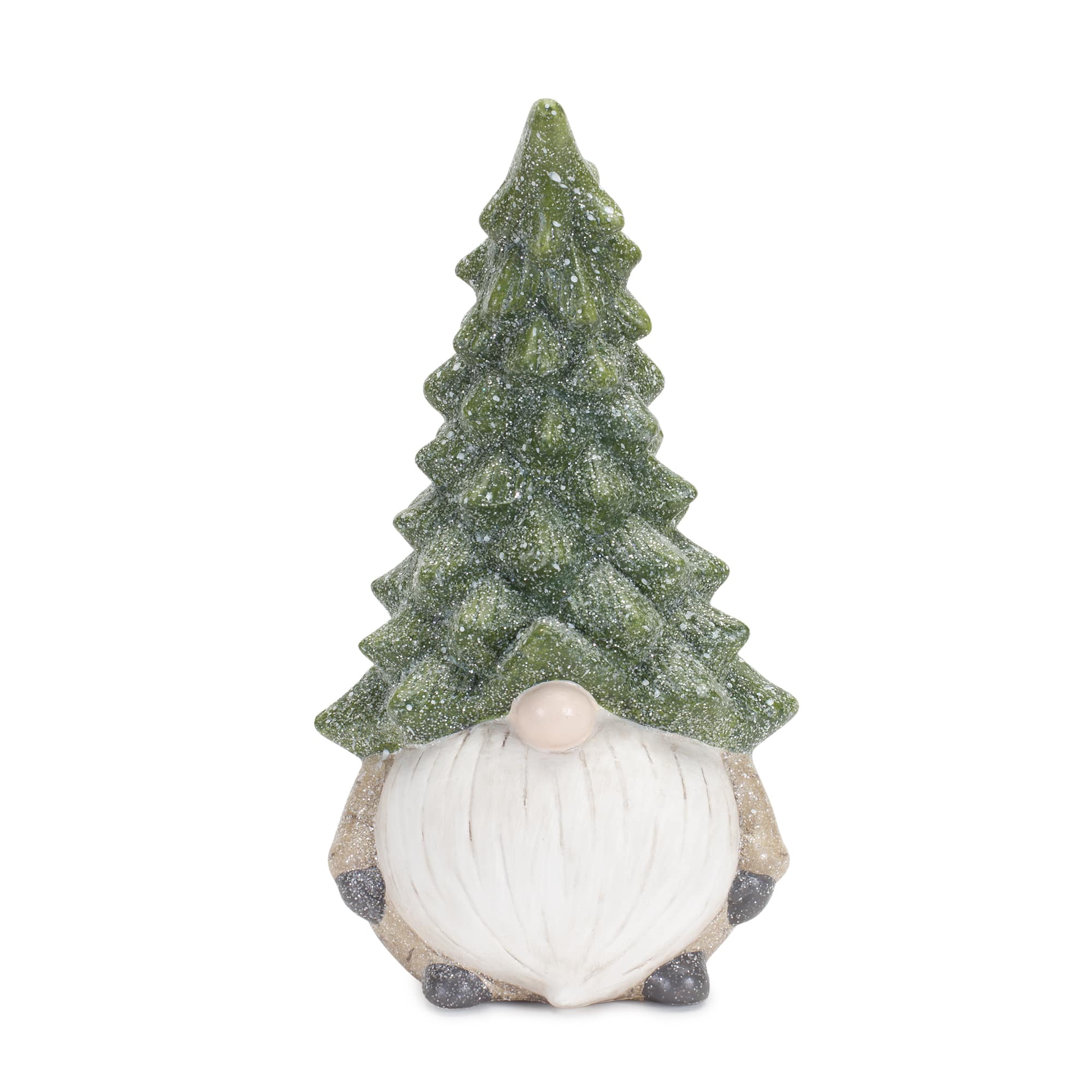 11.25&#x22; Holiday Gnome with Tree Hat Terra Cotta Figurine Set