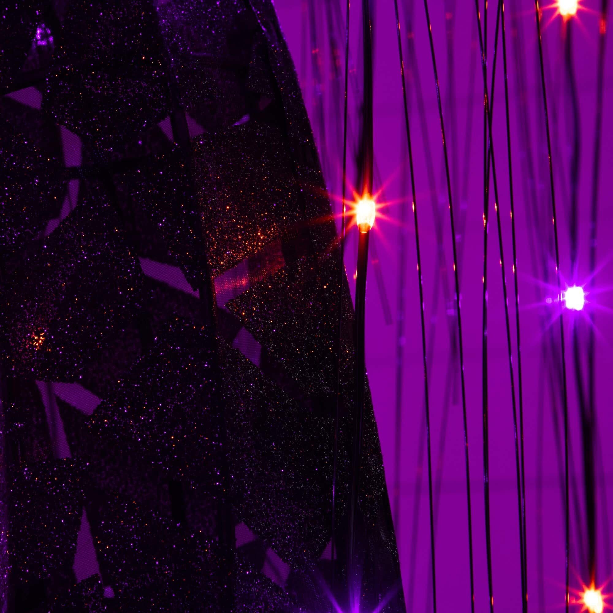7ft. Pre-Lit Artificial Halloween Black Willow Tree with 600 Purple and Orange Dual Color LED Lights