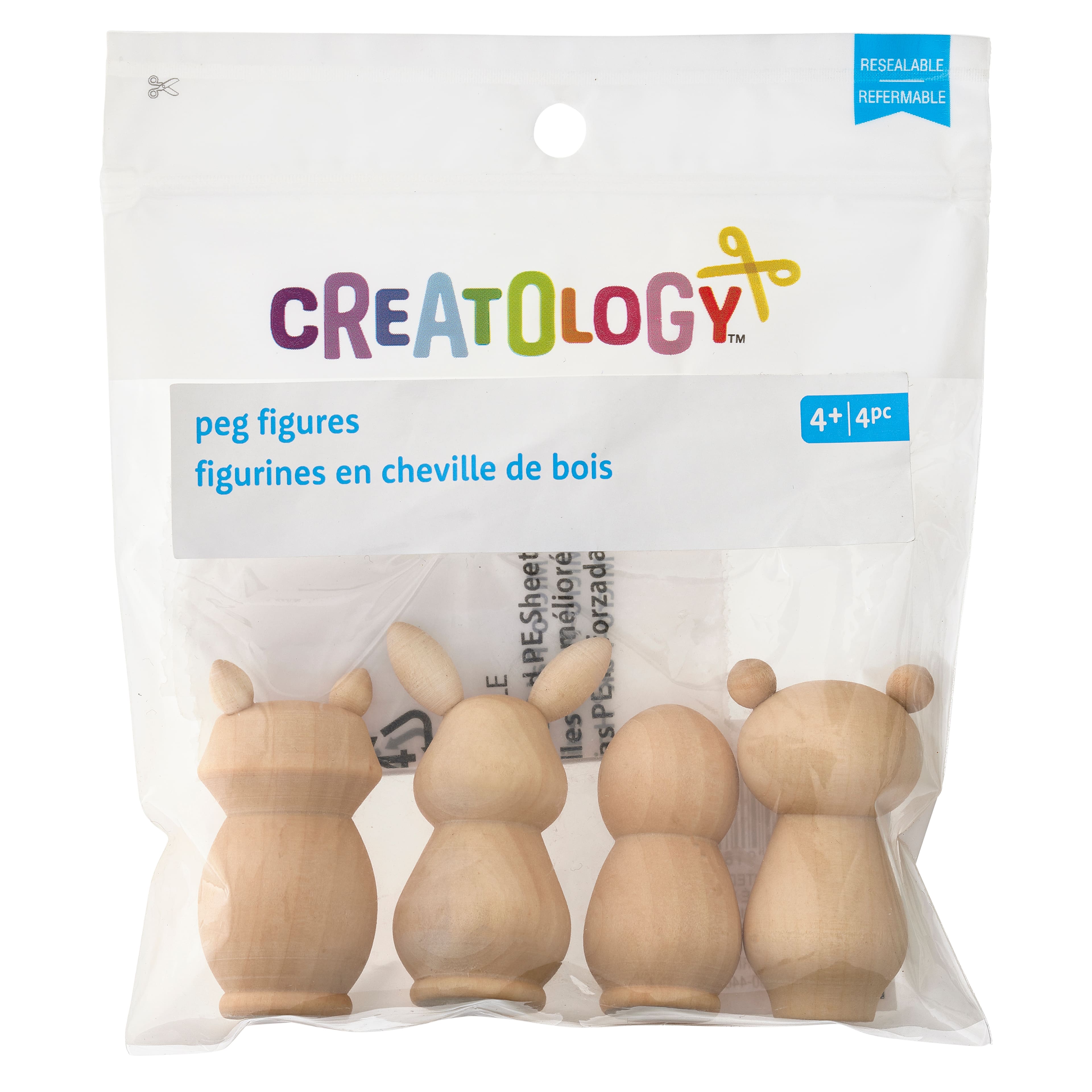 12 Packs: 4 ct. (48 total) Mixed Animal Peg Figures by Creatology&#x2122;