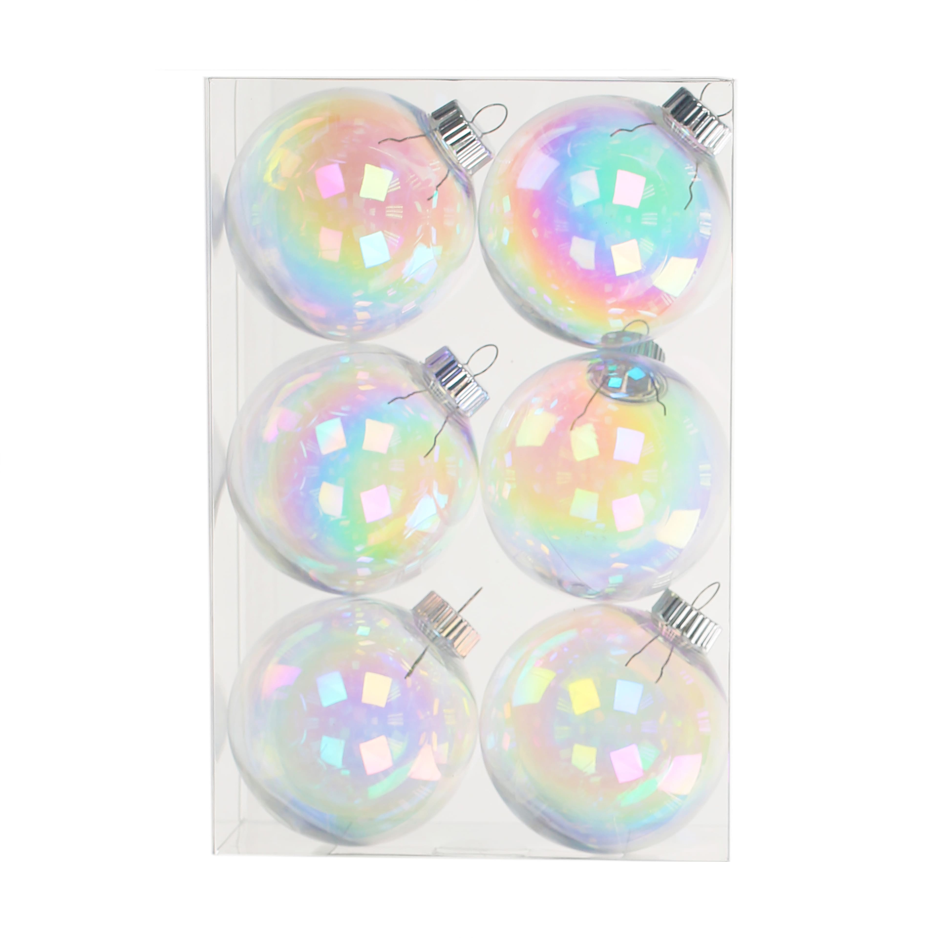 3.5&#x22; DIY Iridescent Plastic Ball Ornaments, 6ct. by Make Market&#xAE;