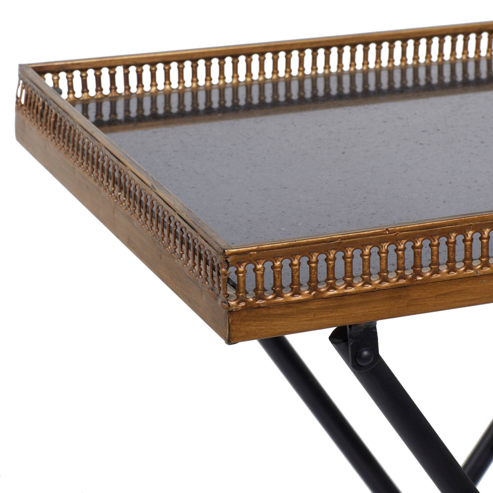 25" Gold Iron & Marble Traditional Accent Table