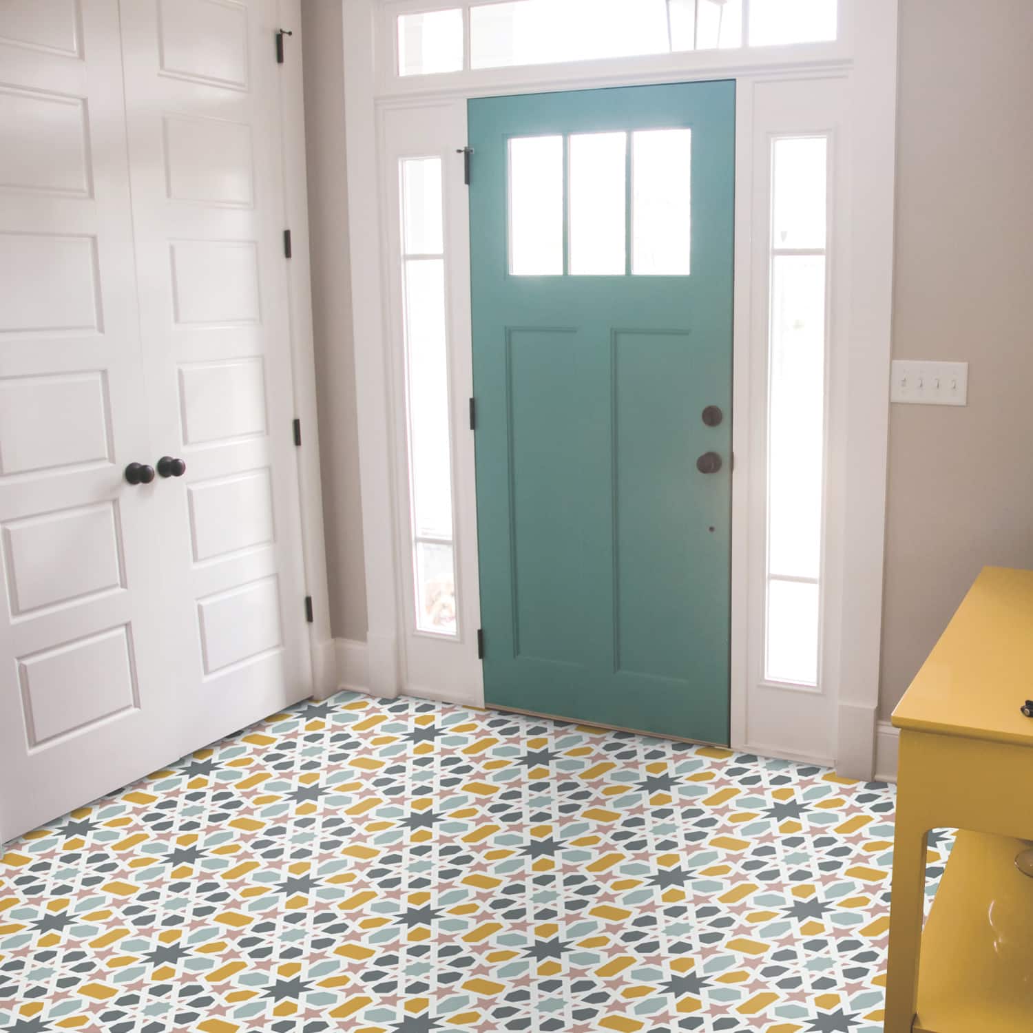 RoomMates Calliope Colorful Moroccan Peel &#x26; Stick Floor Tile
