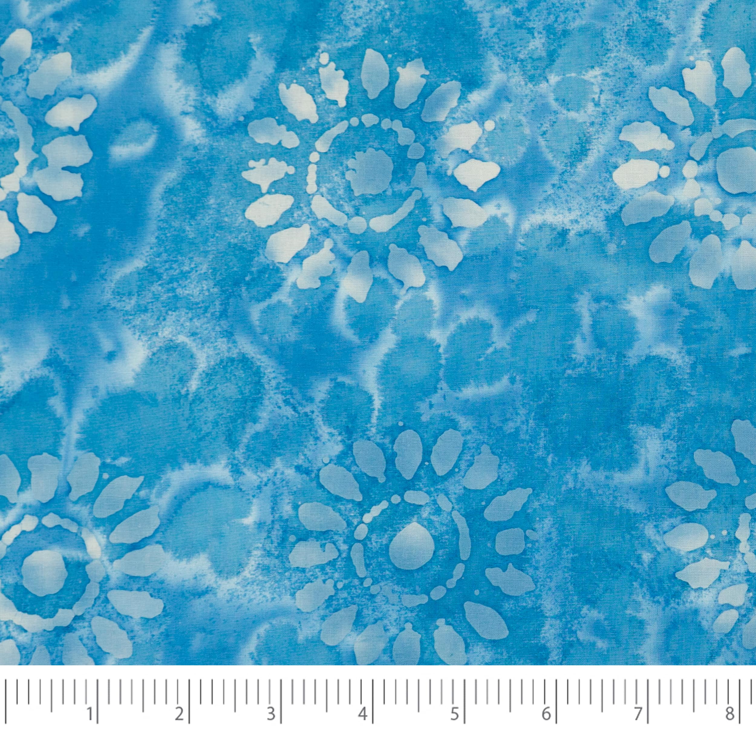 SINGER Batik Light Sky Blue Sunflower Cotton Fabric