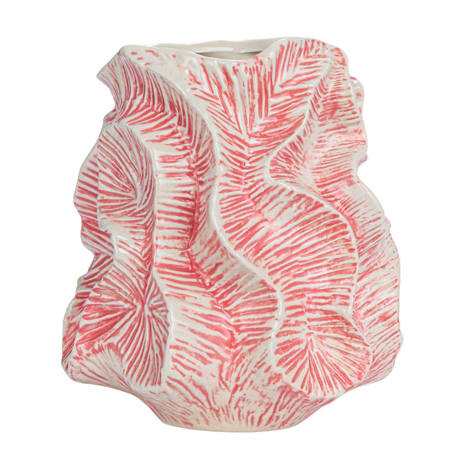 Hello Honey® 7.5" Pink Textured Organic Stoneware Vase with Reactive Glaze