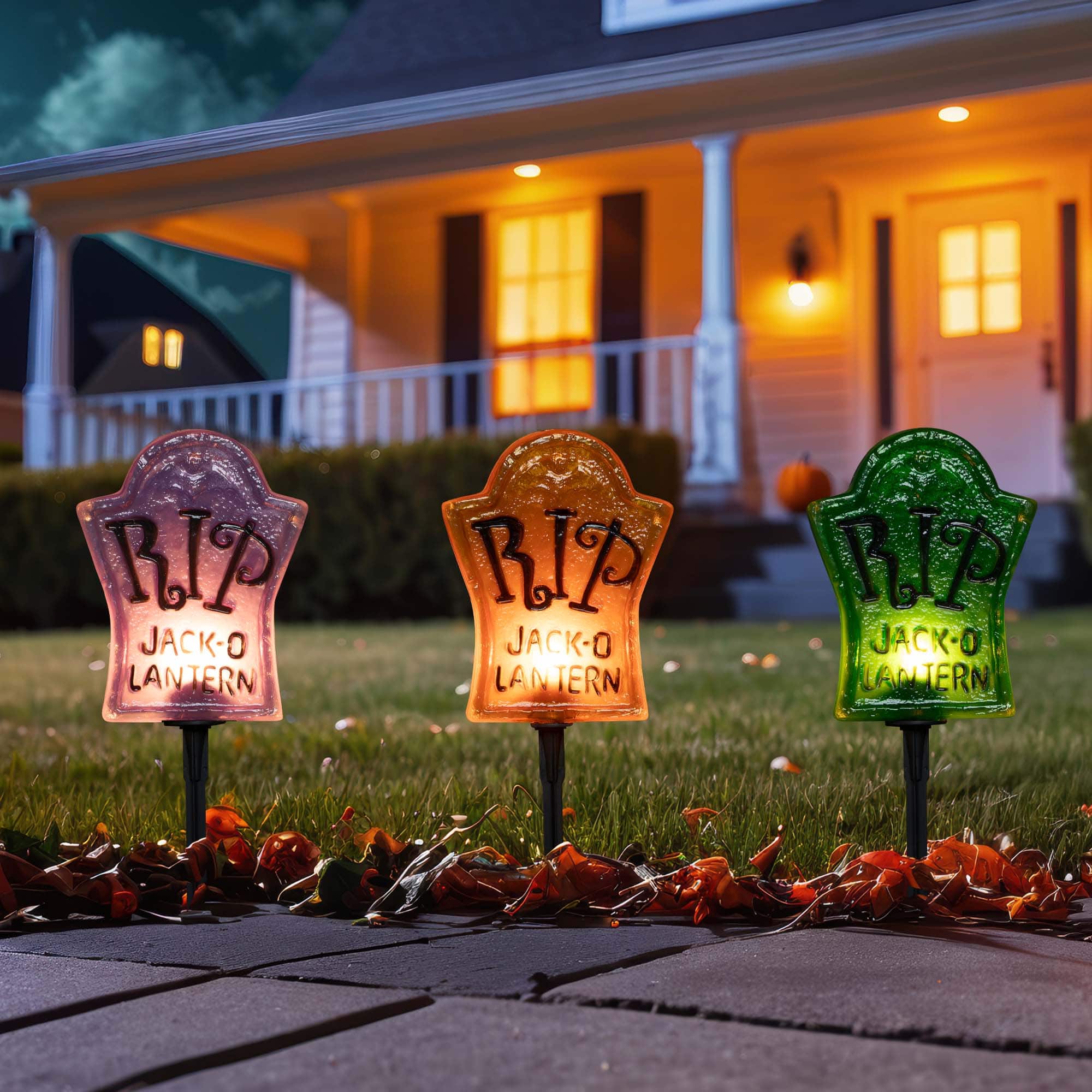 3ct. Tombstone Halloween Pathway Markers
