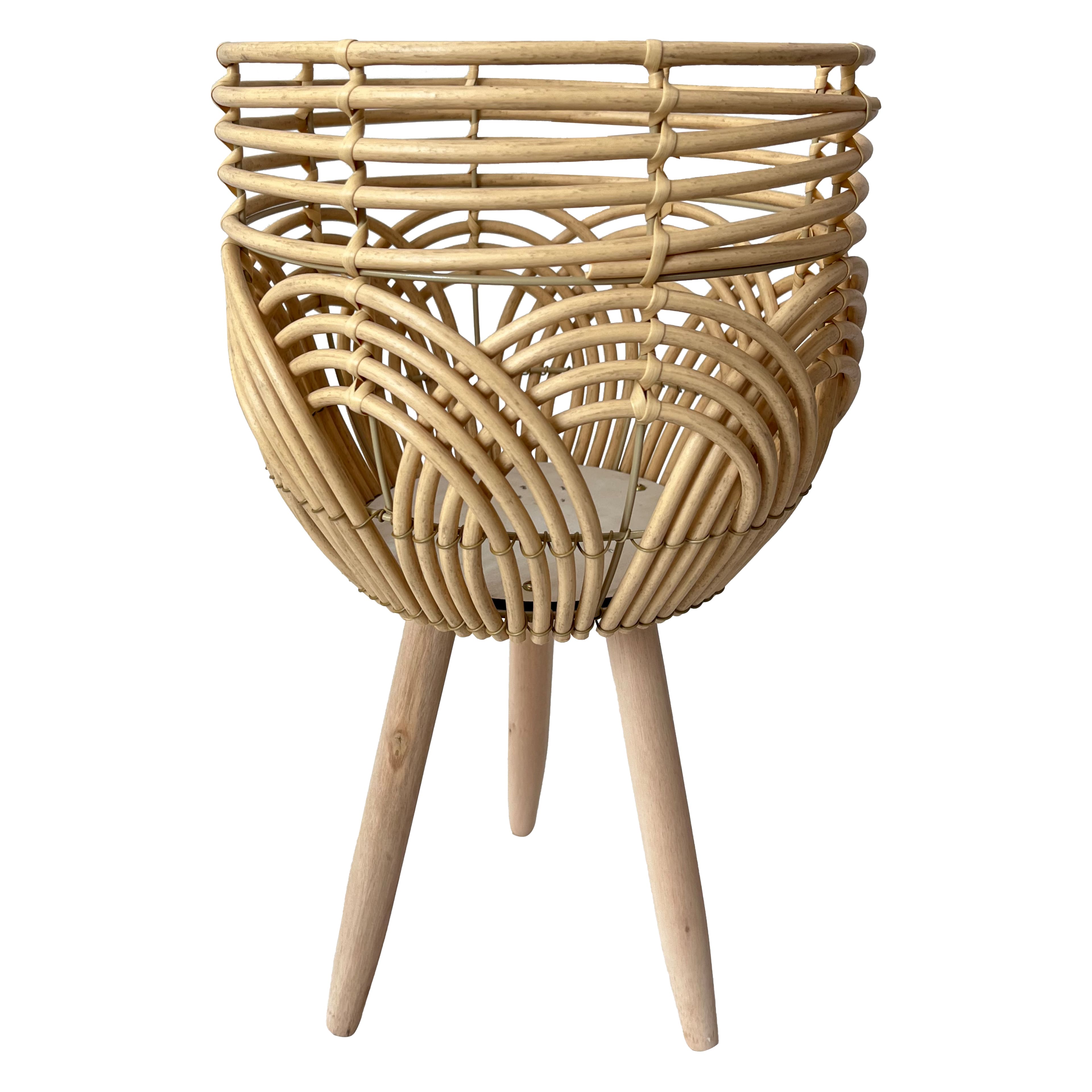 Brown Faux Rattan & Wood Planter by Ashland®