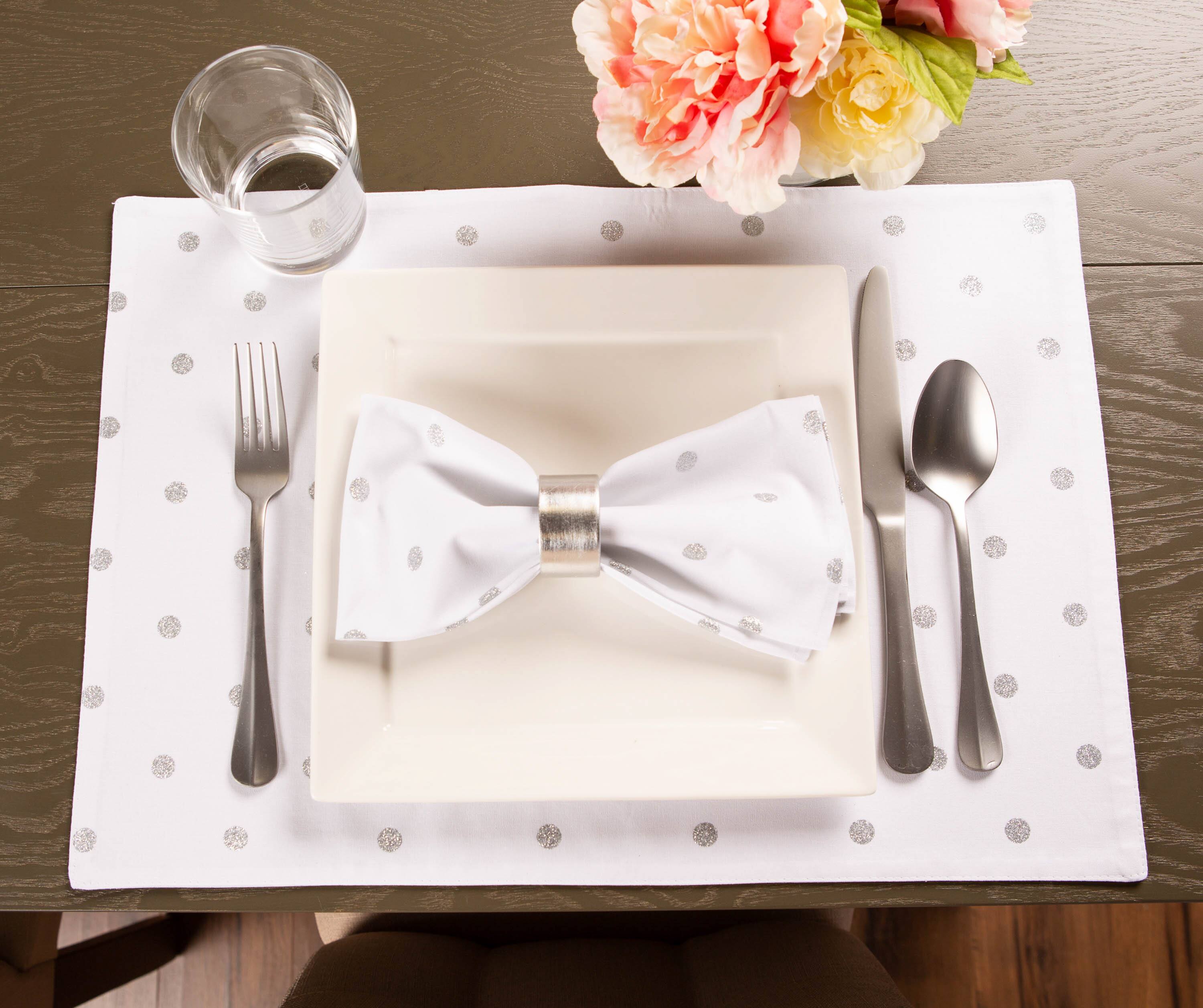 DII® Reversible Polka Dot Placemat(Set of 4) Metallic Silver/White