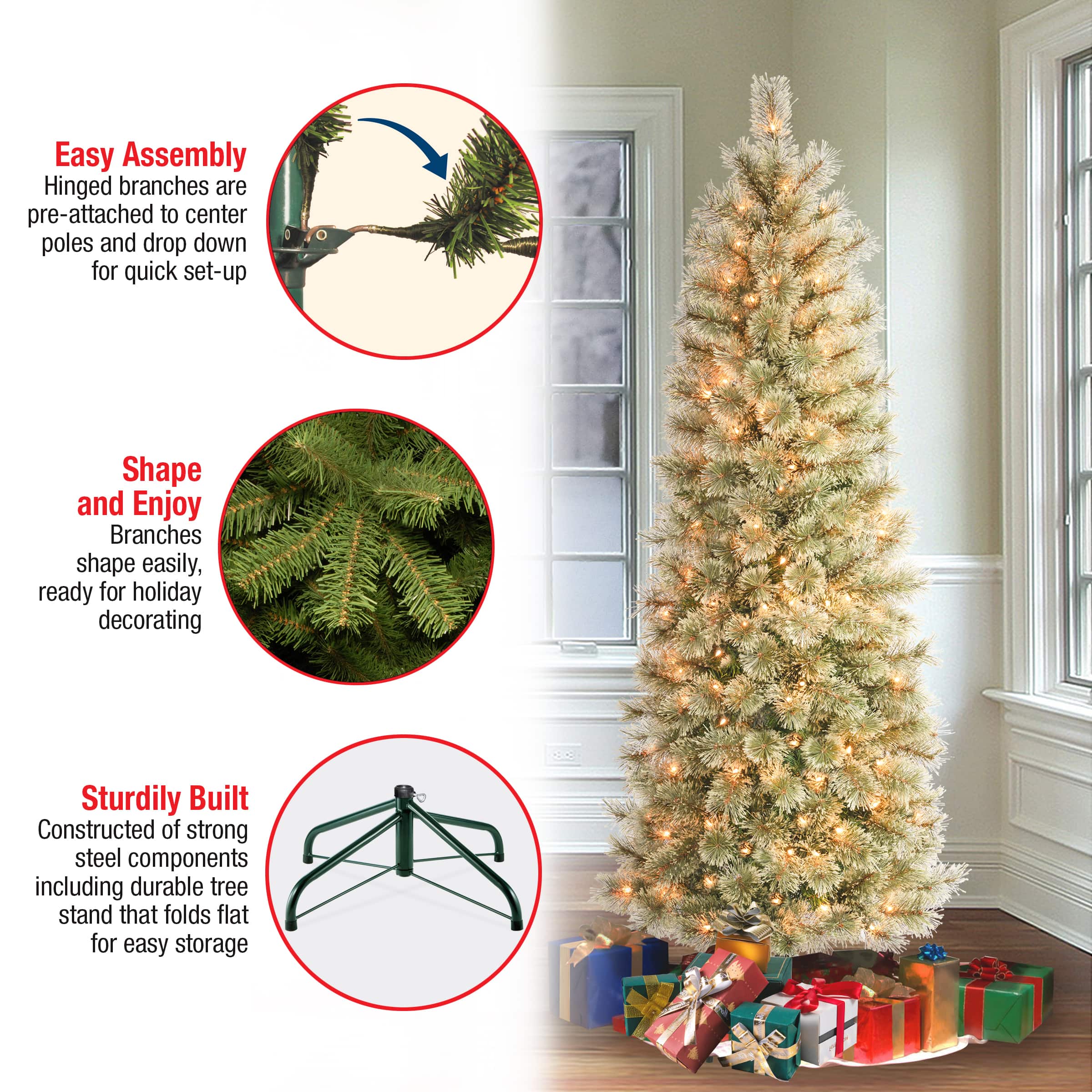 6ft. Pre-Lit Arcadia Cashmere Pine Slim Artificial Christmas Tree, Clear Lights