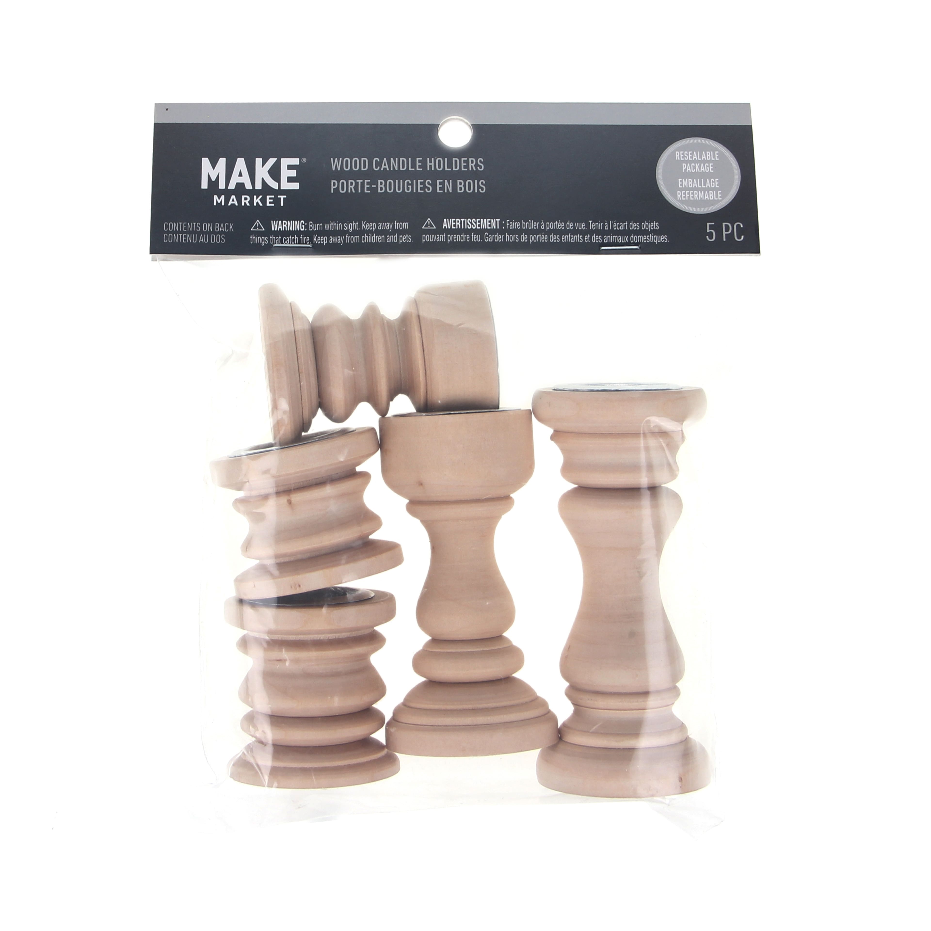 Wood Candle Holders, 5ct. by Make Market&#xAE;
