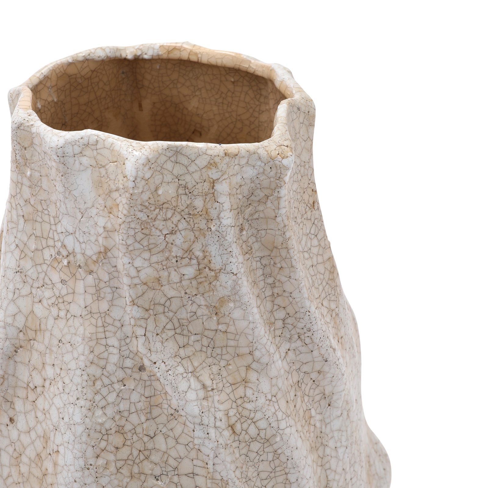 Hello Honey® 11" Distressed Cream Crackle Glaze Organic Stoneware Vase
