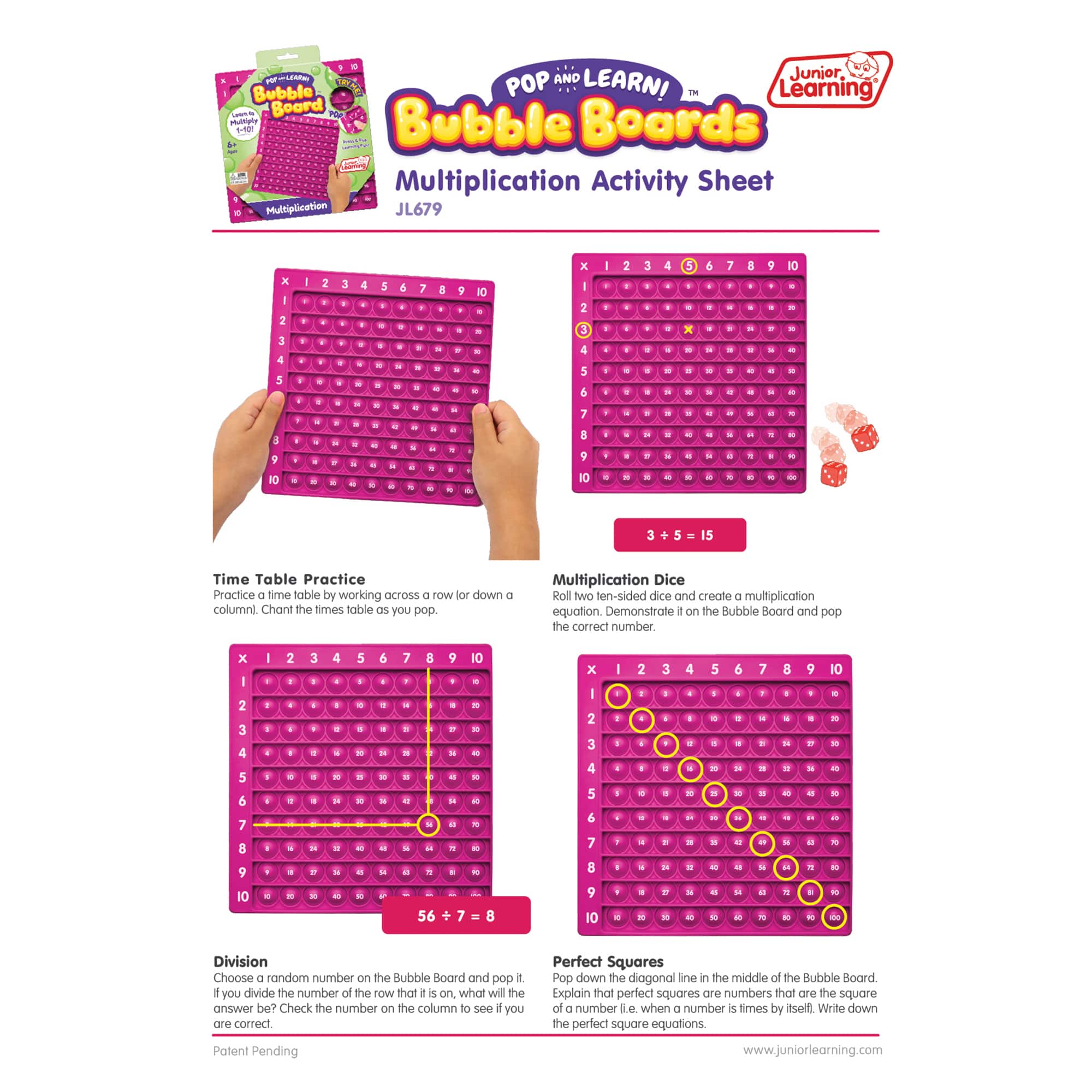 Junior Learning® Multiplication Bubble Board