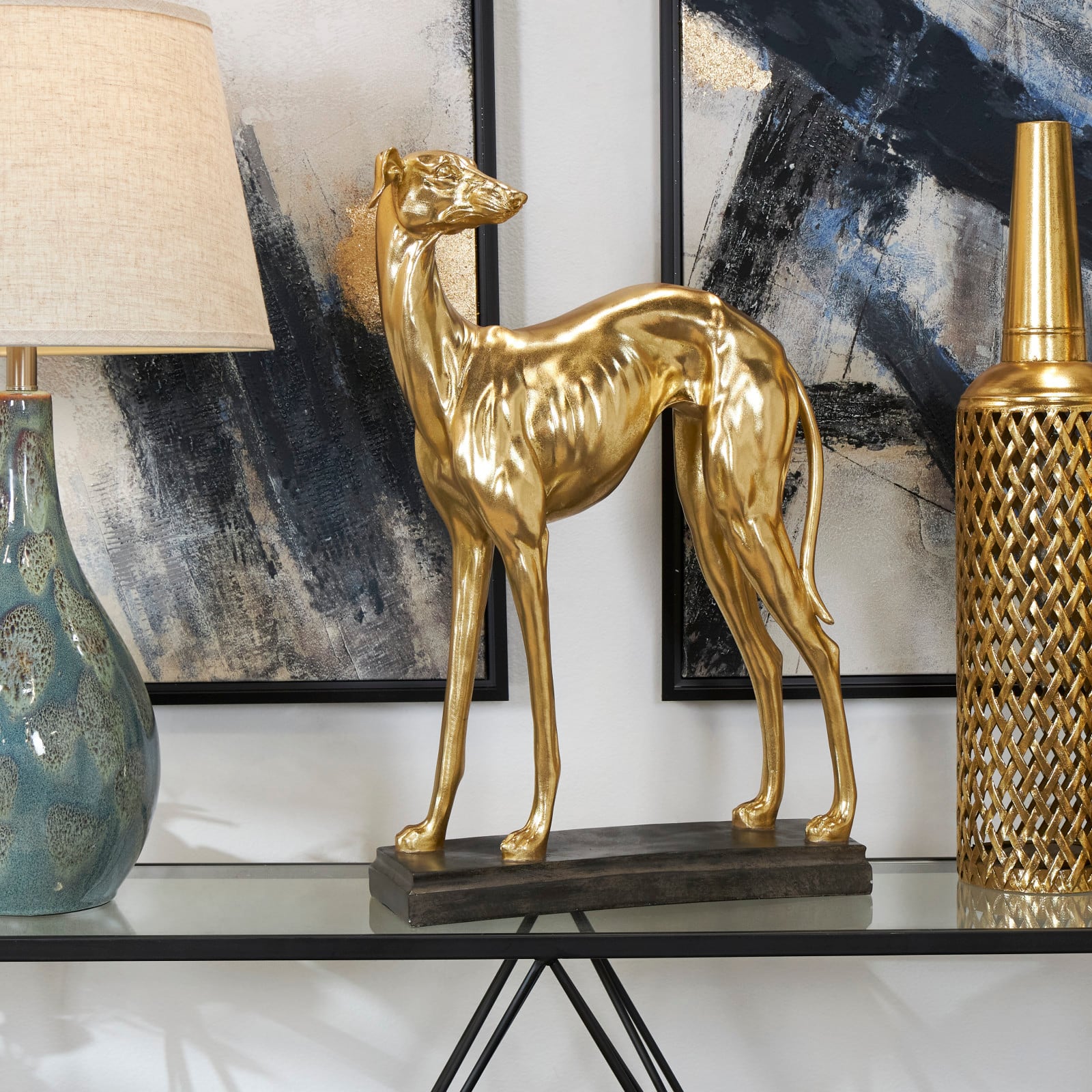 25&#x22; The Novogratz Gold Greyhound Dog Sculpture