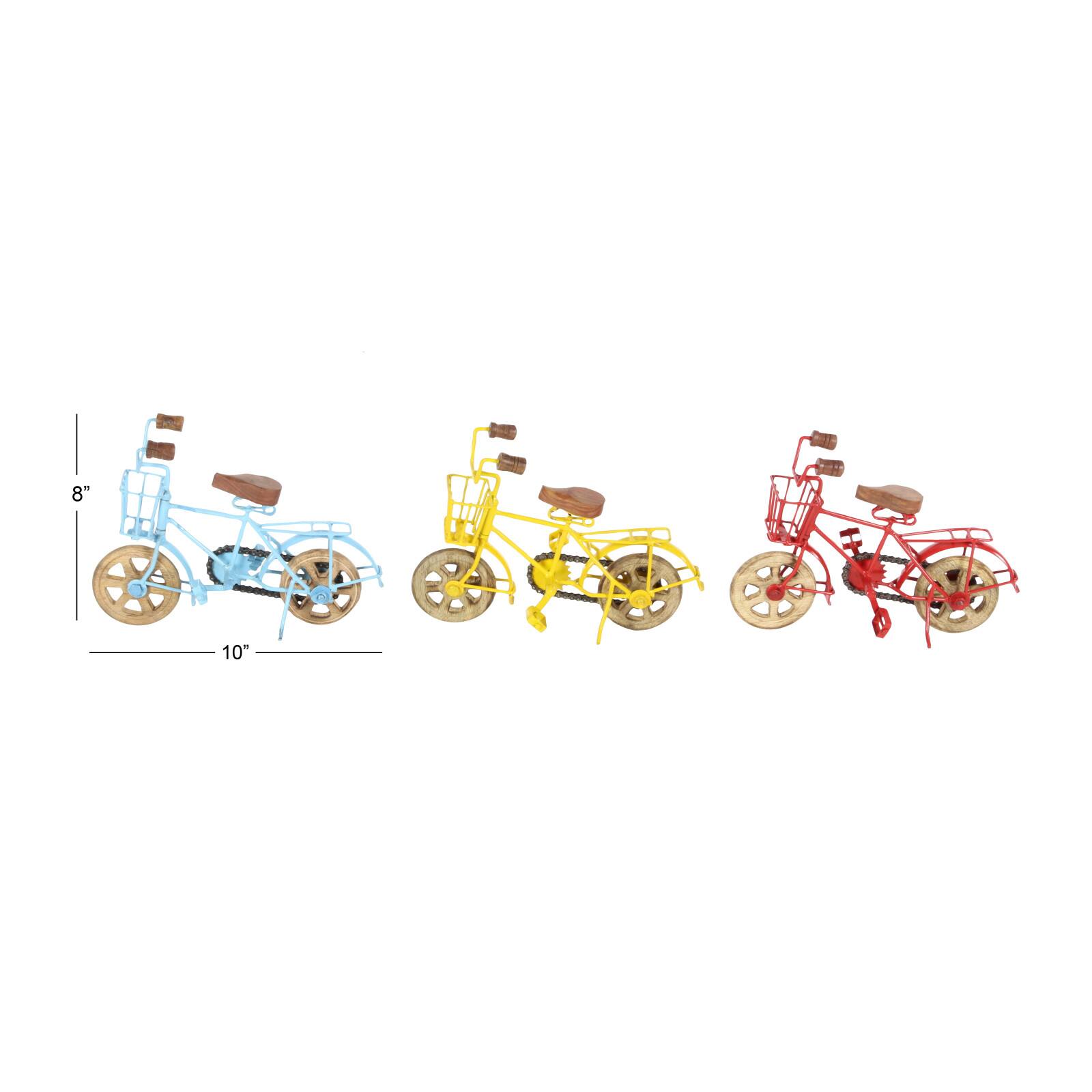 10&#x22; Multi-Colored Metal Vintage Bicycle Sculpture, 3ct.