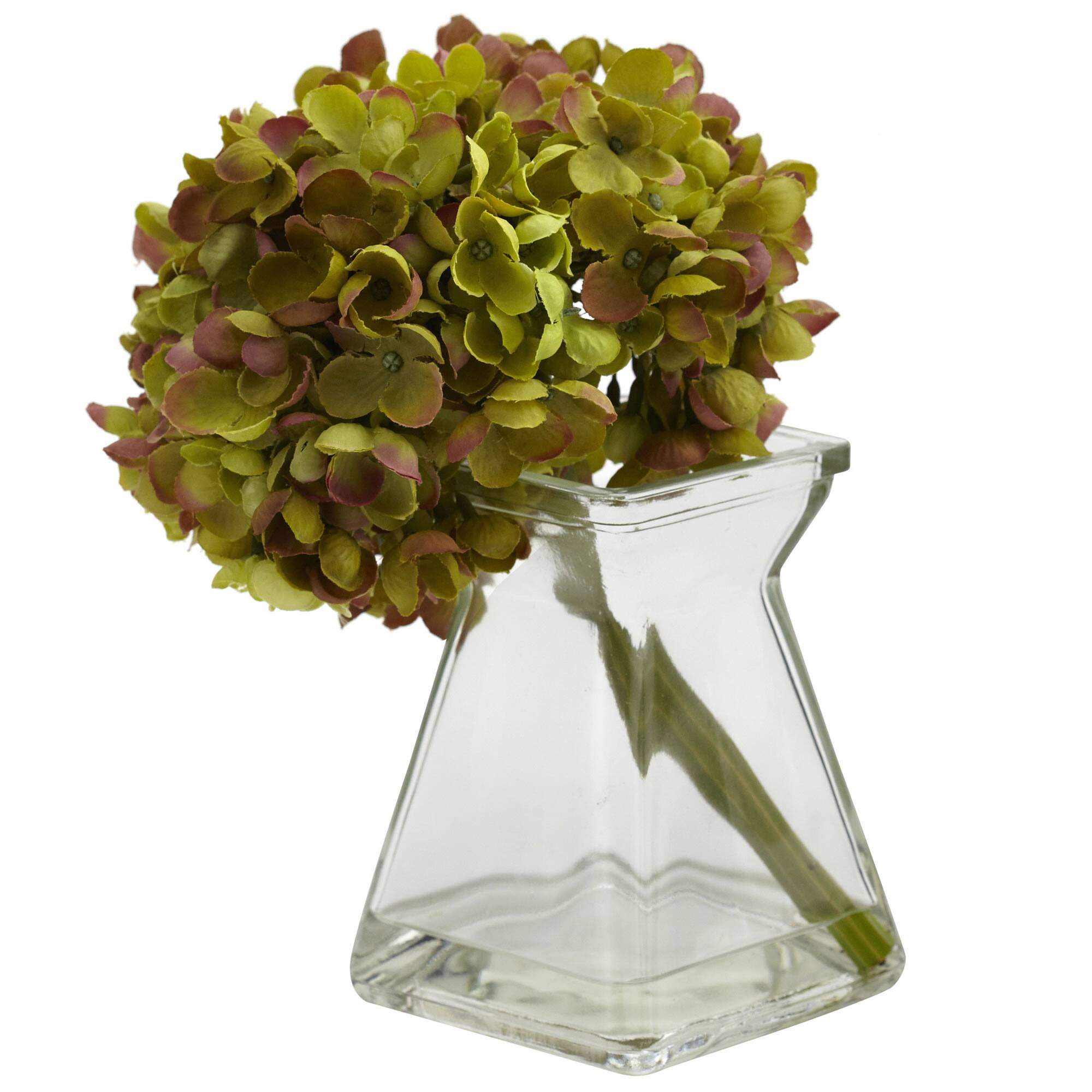 Green, Purple &#x26; White Hydrangea with Vase, 3ct.