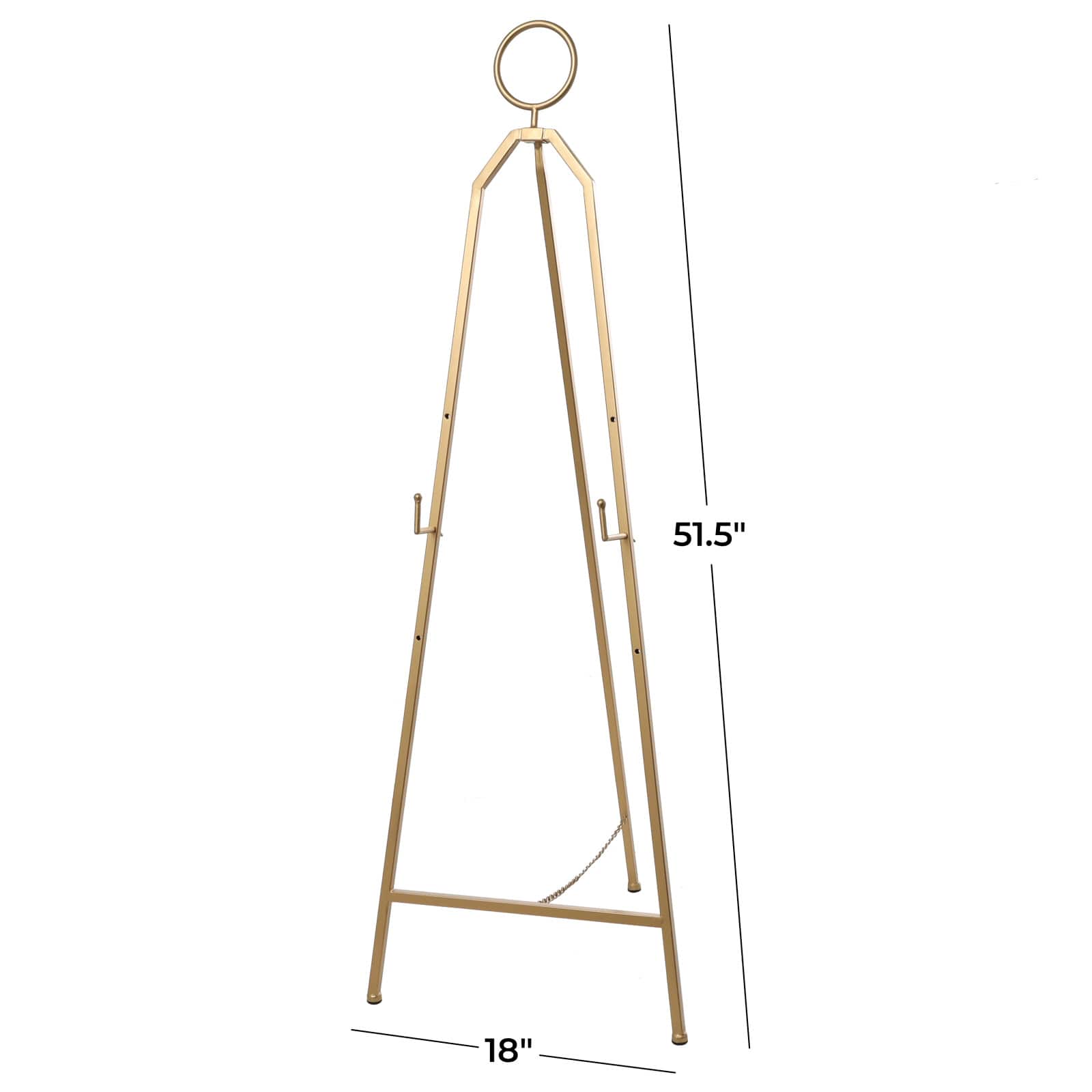 51.5" Gold Metal Adjustable Minimalistic Floor Easel with Circular Ring Top
