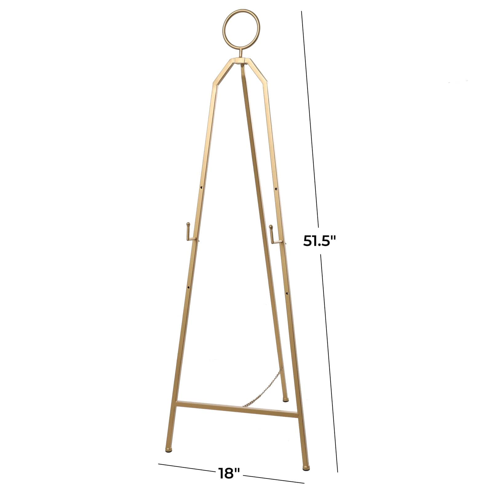 51.5&#x22; Gold Metal Adjustable Minimalistic Floor Easel with Circular Ring Top